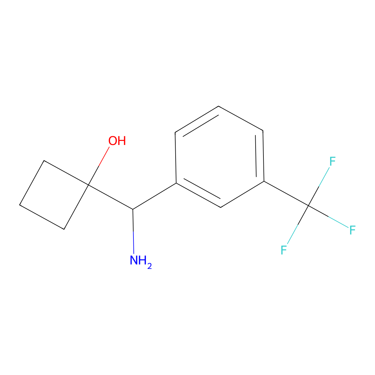 1-(Amino(3-(trifluoromethyl)phenyl)methyl)cyclobutanol molecular structure, CAS 1402152-89-9
