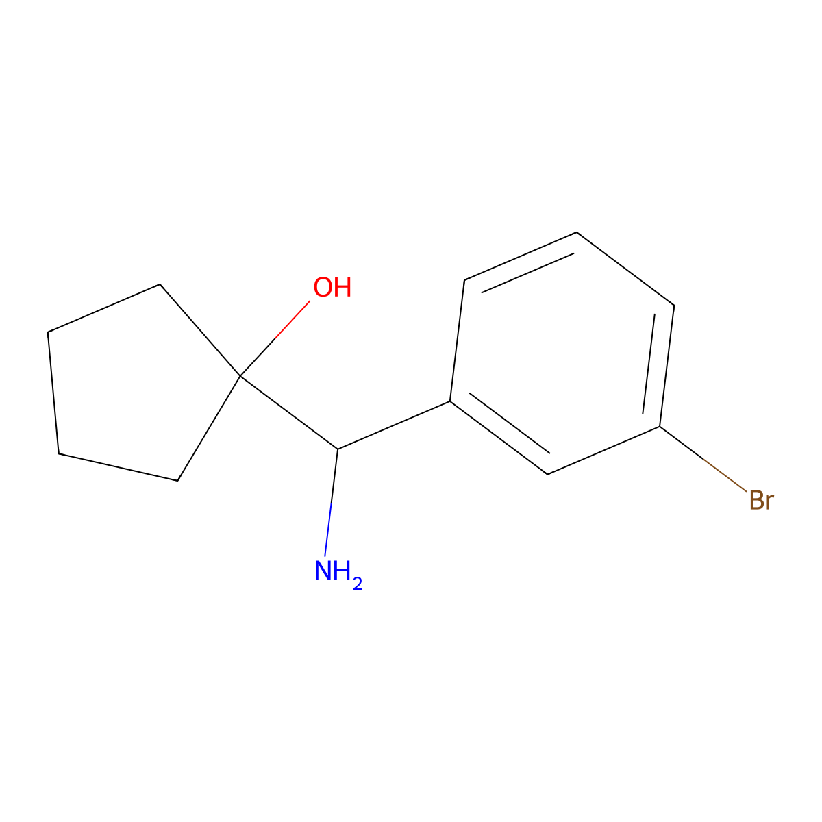 1-(Amino(3-bromophenyl)methyl)cyclopentanol molecular structure, CAS 1402153-26-7
