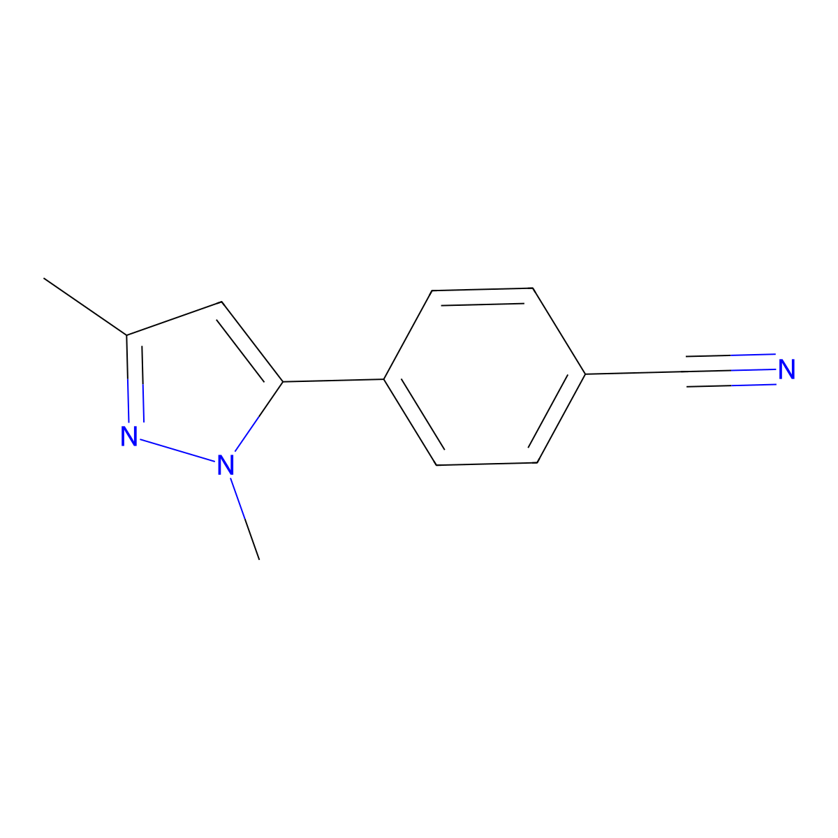 4-(1,3-Dimethyl-1H-pyrazol-5-yl)benzonitrile molecular structure, CAS 1402158-47-7