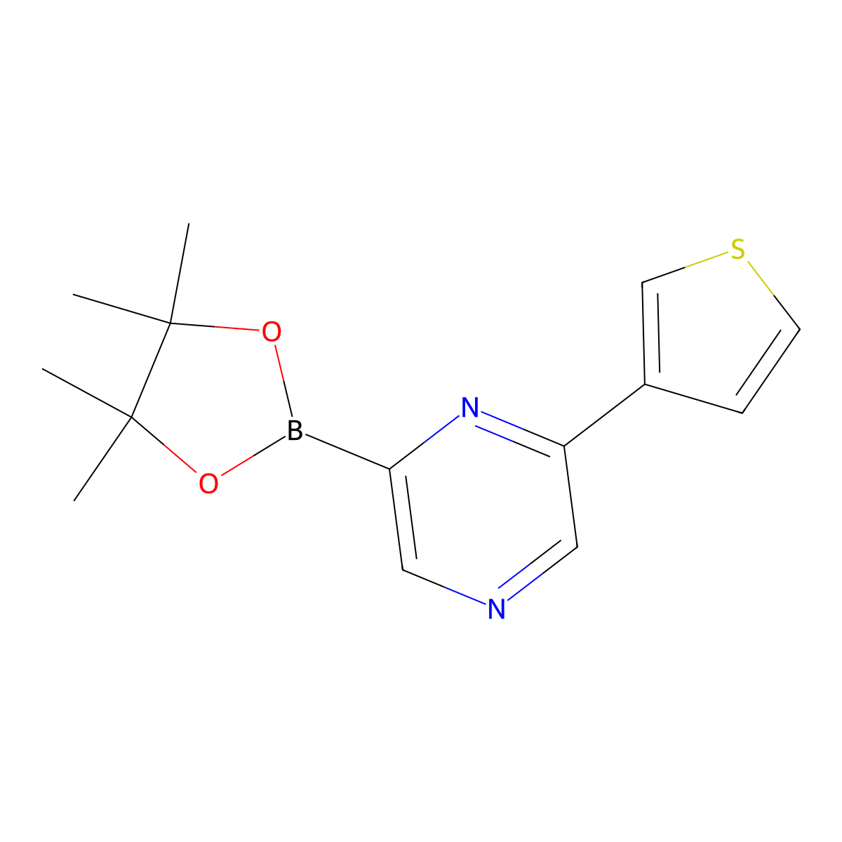 6-(3-Thienyl)pyrazine-2-boronic acid pinacol ester molecular structure, CAS 1402165-82-5