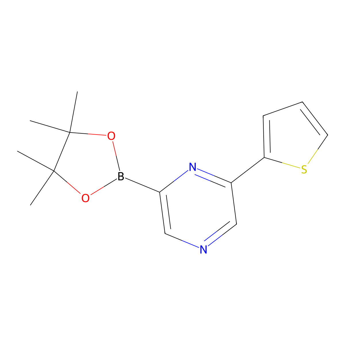 6-(2-Thienyl)pyrazine-2-boronic acid pinacol ester molecular structure, CAS 1402165-83-6