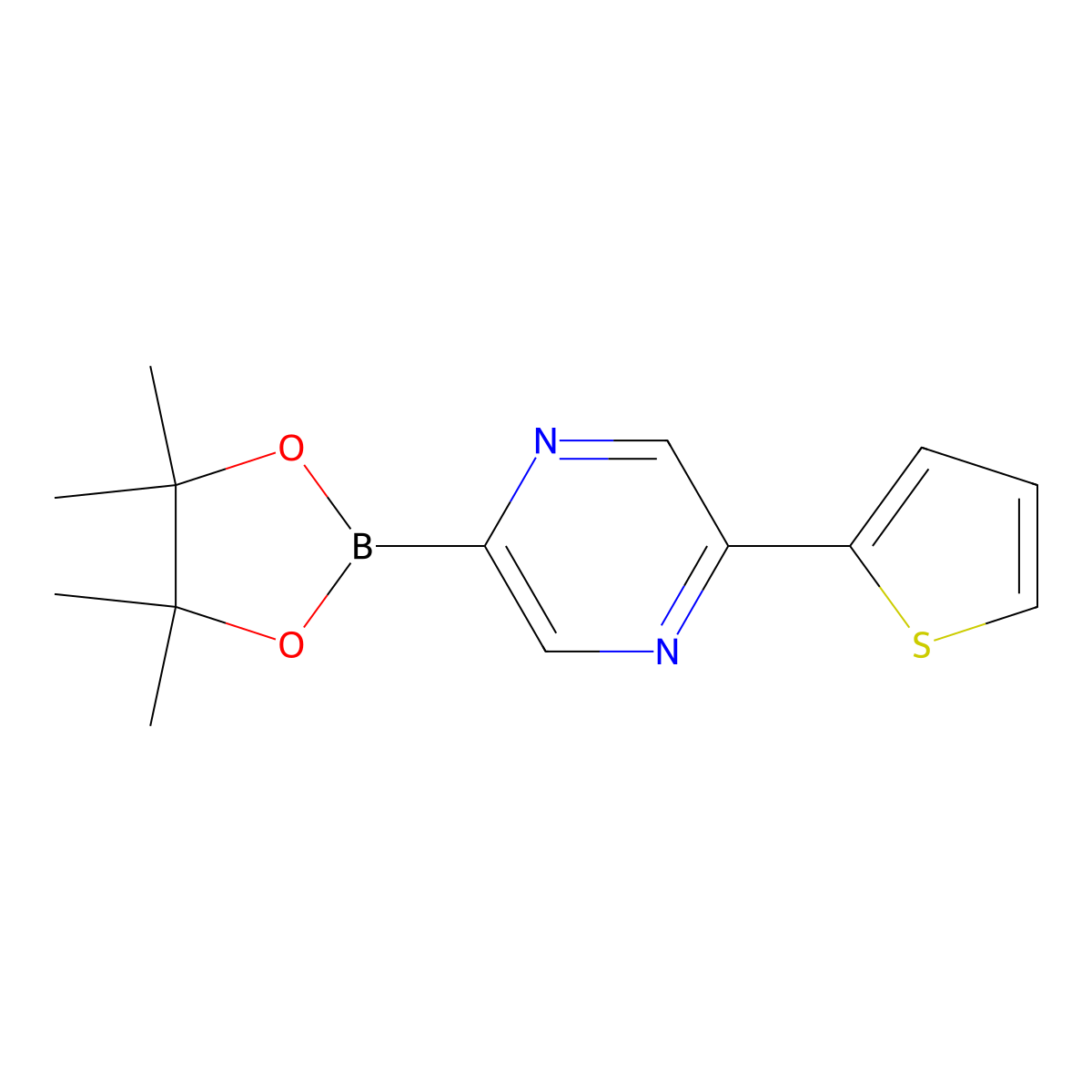 2-(4,4,5,5-Tetramethyl-1,3,2-dioxaborolan-2-YL)-5-(thiophen-2-YL)pyrazine molecular structure, CAS 1402165-84-7