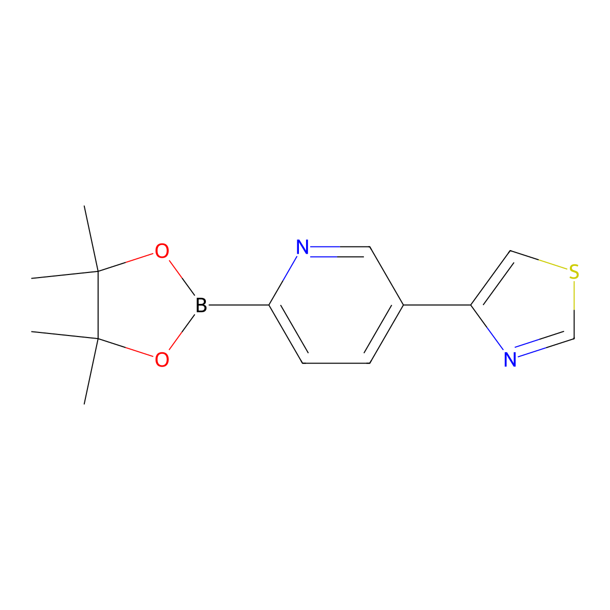 5-(4-Thiazolyl)pyridine-2-boronic acid pinacol ester molecular structure, CAS 1402165-90-5