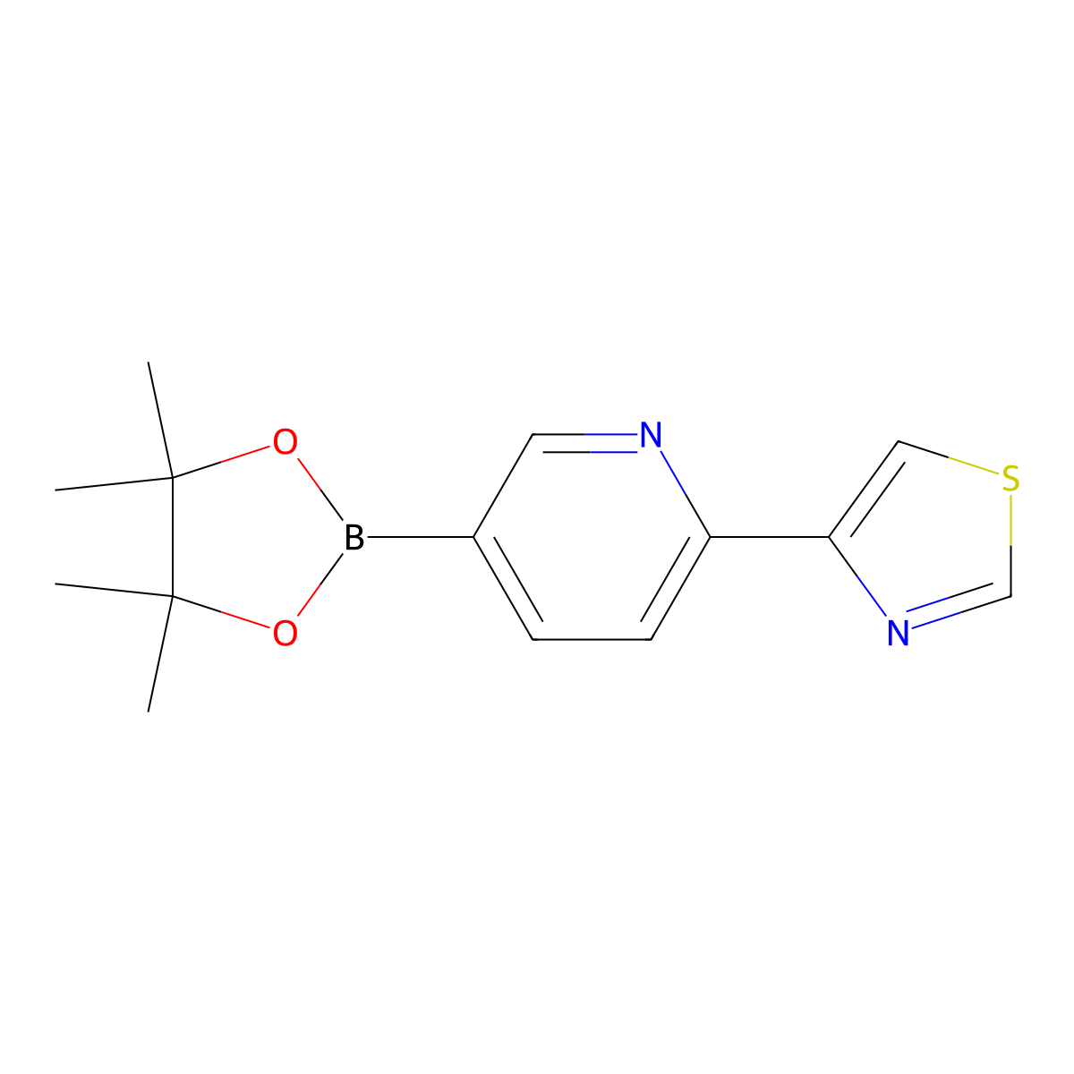 6-(4-Thiazolyl)pyridine-3-boronic acid pinacol ester molecular structure, CAS 1402165-92-7