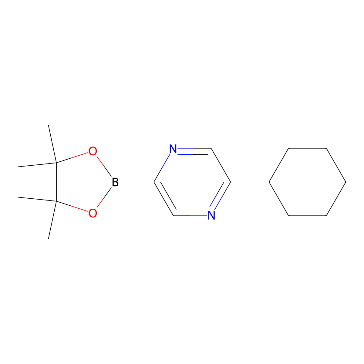 5-(Cyclohexyl)pyrazine-2-boronic acid pinacol ester molecular structure, CAS 1402166-03-3