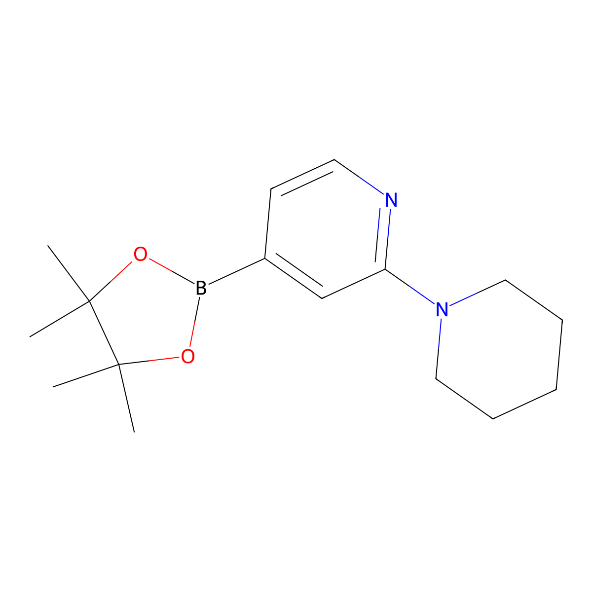 2-(piperidin-1-yl)-4-(4,4,5,5-tetraMethyl-1,3,2-dioxaborolan-2-yl)pyridine molecular structure, CAS 1402166-06-6
