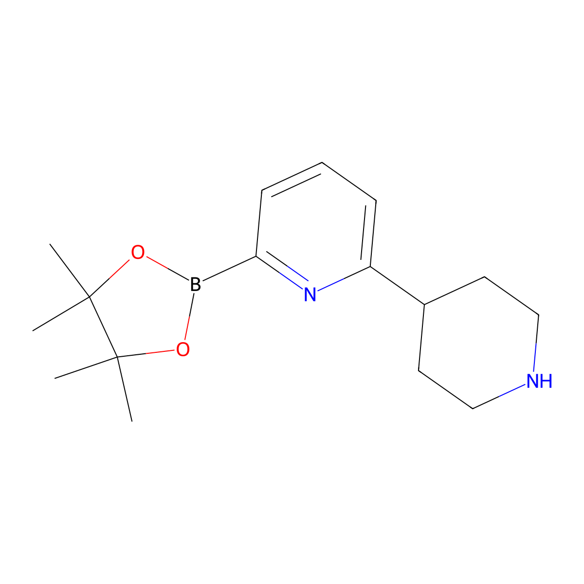 6-(Piperidin-4-yl)pyridine-2-boronic acid pinacol ester molecular structure, CAS 1402166-08-8