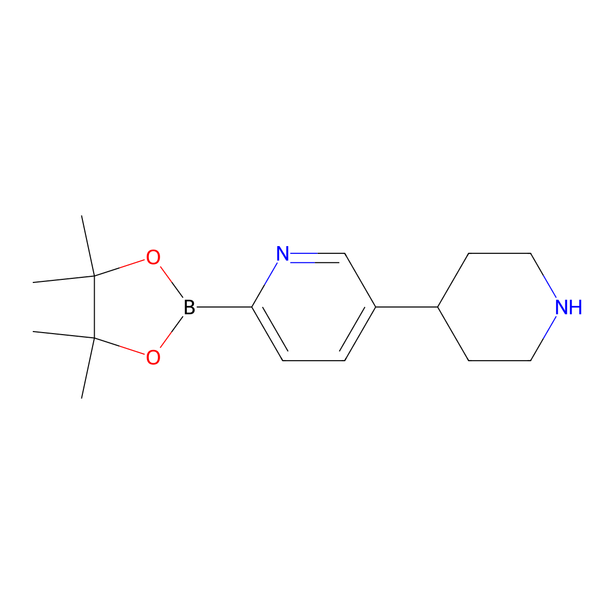 5-(Piperidin-4-yl)pyridine-2-boronic acid pinacol ester molecular structure, CAS 1402166-09-9