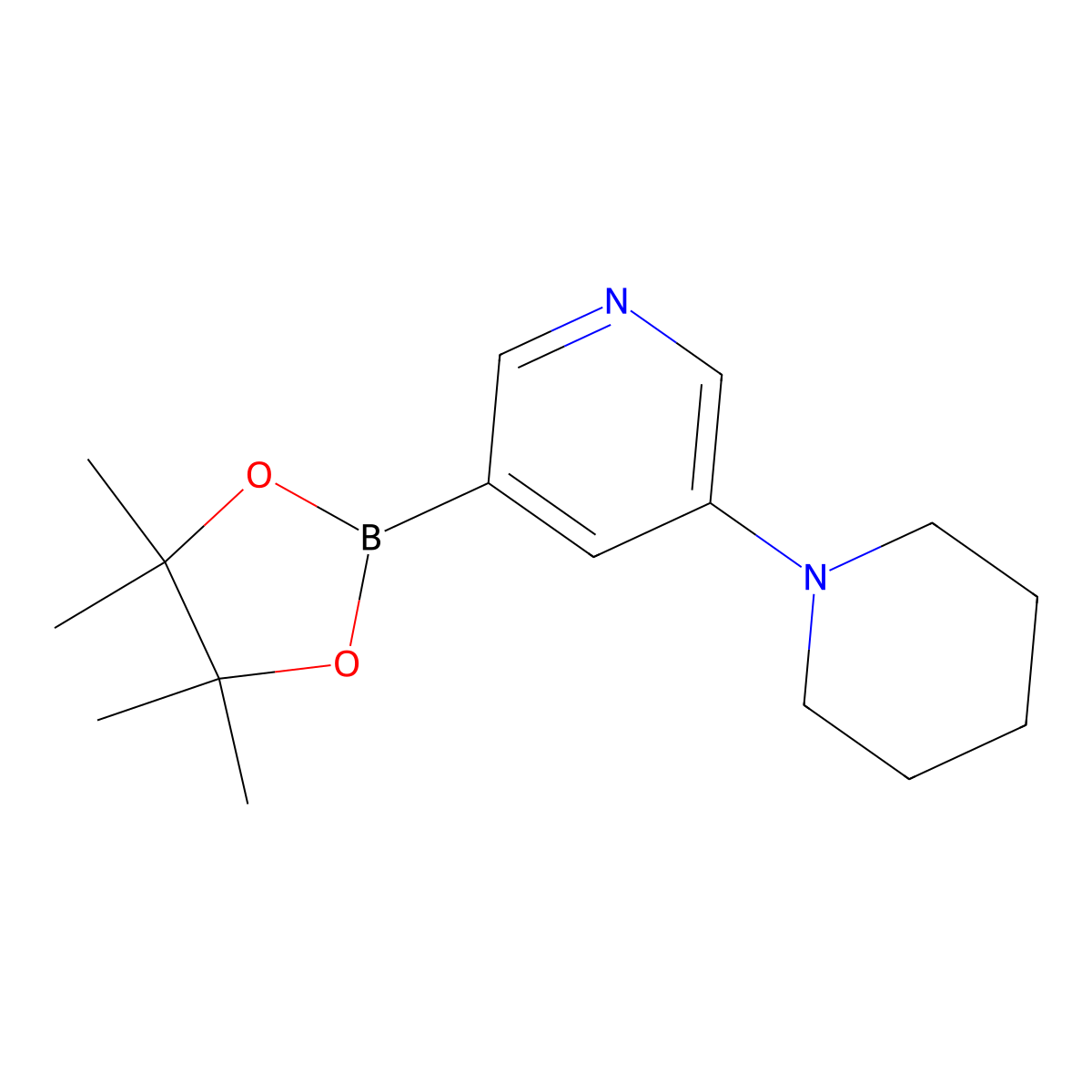 3-(Piperidin-1-YL)-5-(4,4,5,5-tetramethyl-1,3,2-dioxaborolan-2-YL)pyridine molecular structure, CAS 1402166-10-2