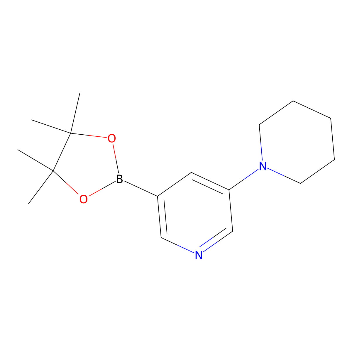 3-(Piperidin-1-YL)-5-(4,4,5,5-tetramethyl-1,3,2-dioxaborolan-2-YL)pyridine molecular structure, CAS 1402166-10-2