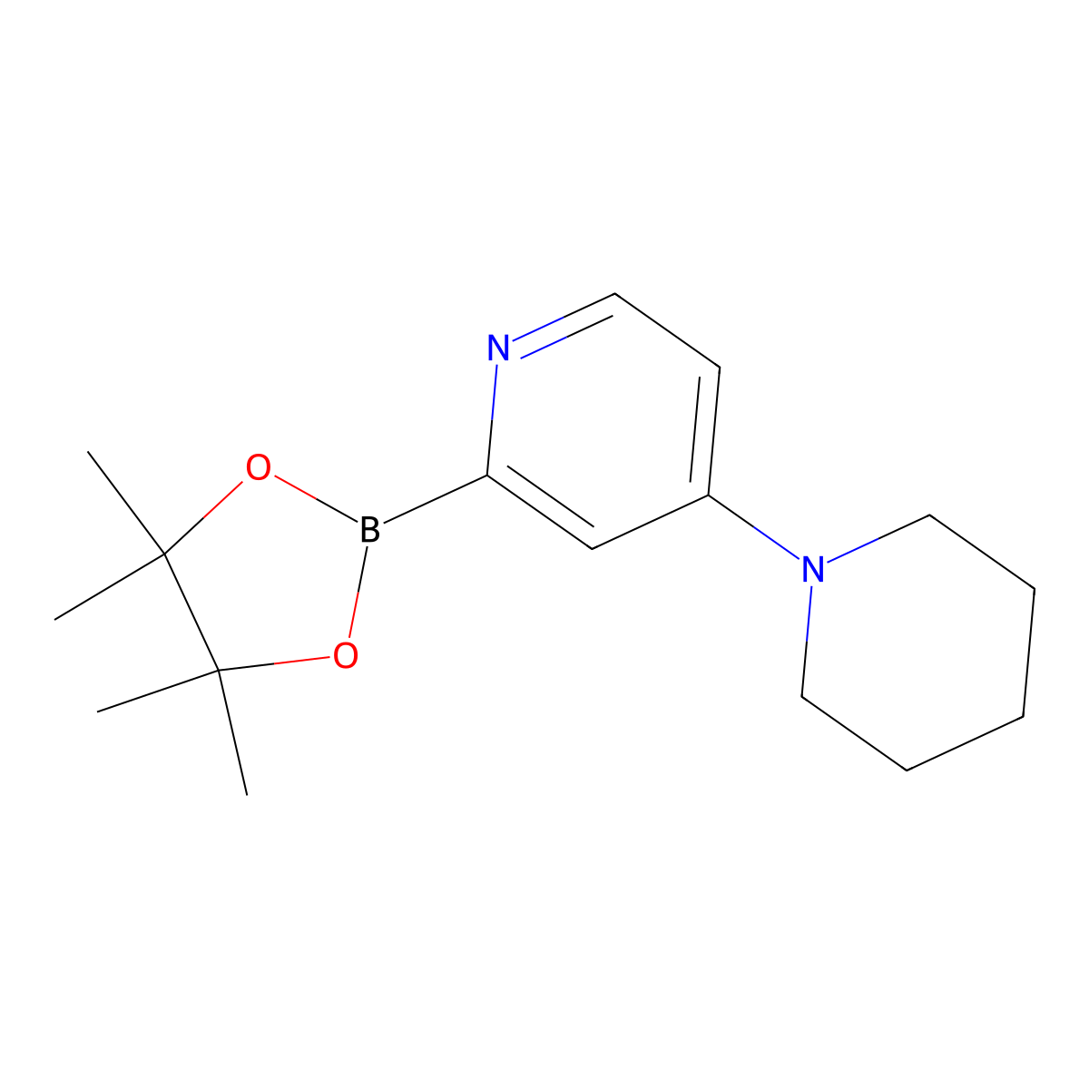4-(Piperidin-1-YL)-2-(4,4,5,5-tetramethyl-1,3,2-dioxaborolan-2-YL)pyridine molecular structure, CAS 1402166-13-5