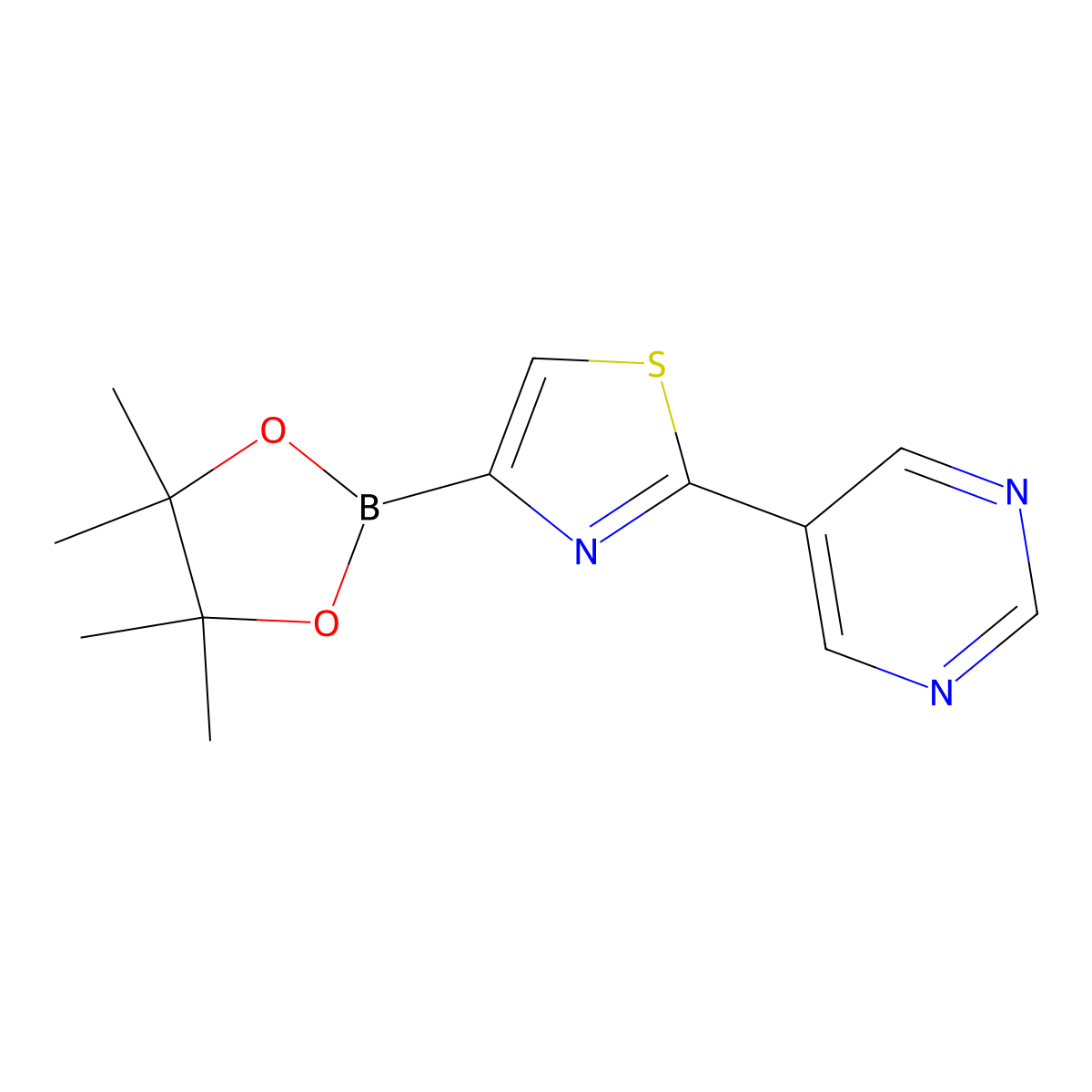 2-(5-Pyrimidyl)thiazole-4-boronic acid pinacol ester molecular structure, CAS 1402166-19-1
