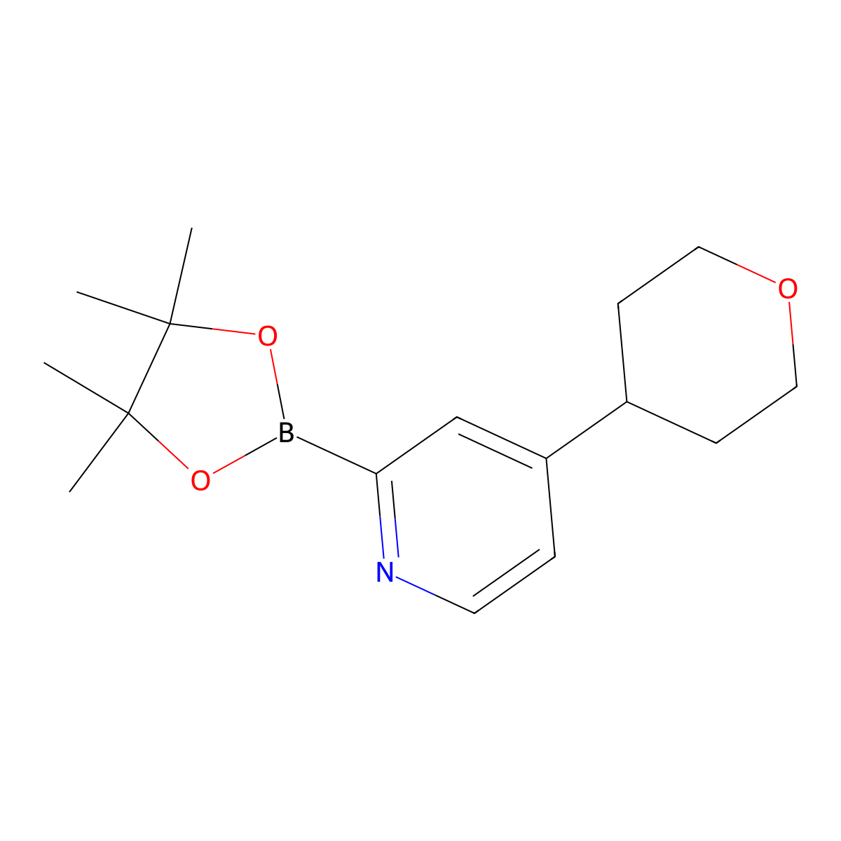 4-(Tetrahydropyran-4-yl)pyridine-2-boronic acid pinacol ester molecular structure, CAS 1402166-21-5