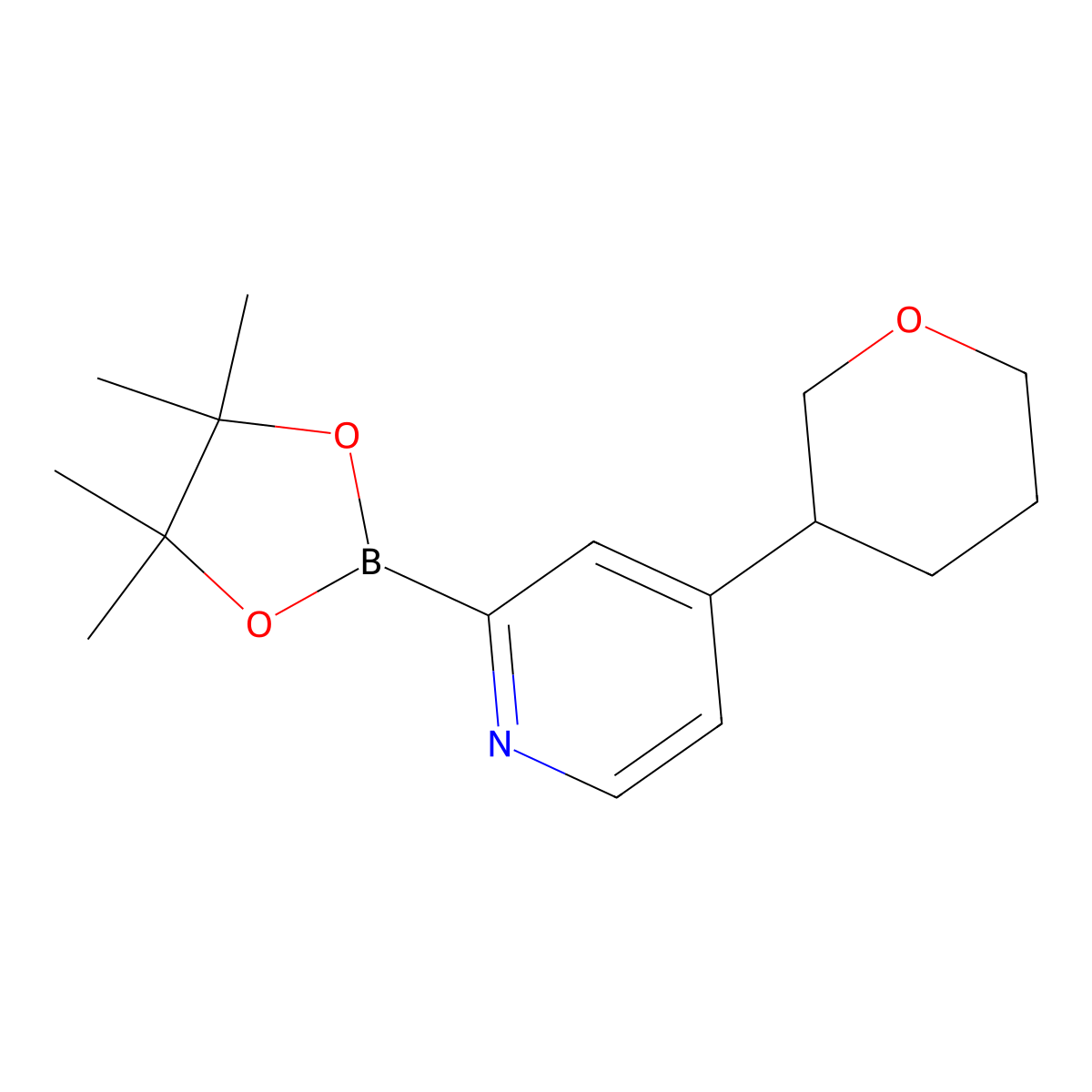 4-(Tetrahydropyran-3-yl)pyridine-2-boronic acid pinacol ester molecular structure, CAS 1402166-22-6