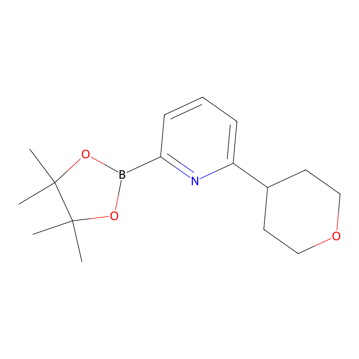 6-(Tetrahydropyran-4-yl)pyridine-2-boronic acid pinacol ester molecular structure, CAS 1402166-23-7