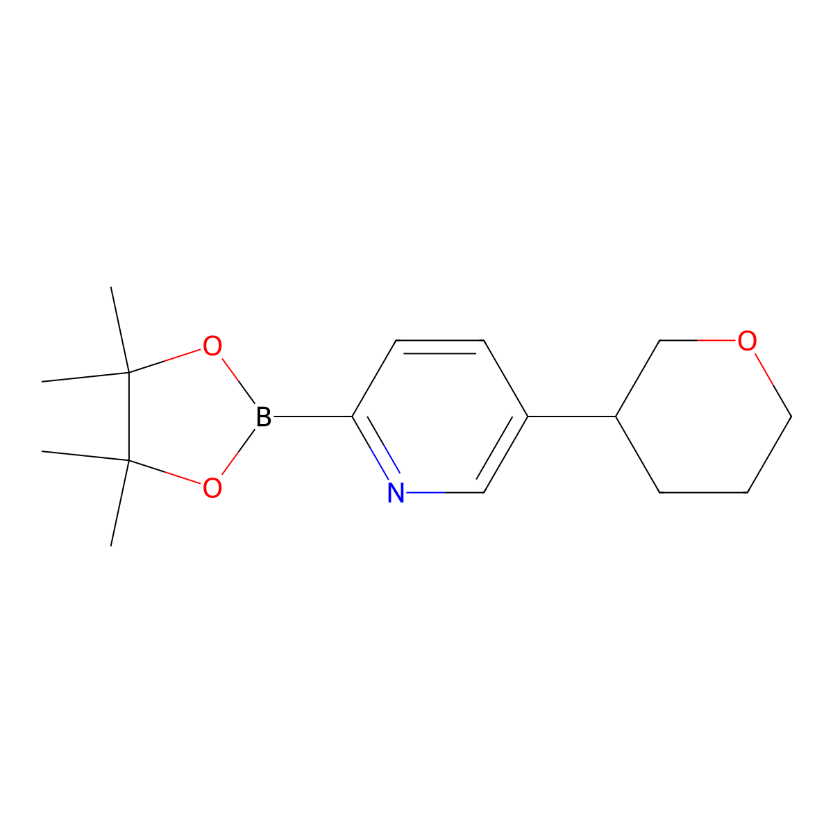 5-(Tetrahydropyran-3-yl)pyridine-2-boronic acid pinacol ester molecular structure, CAS 1402166-25-9