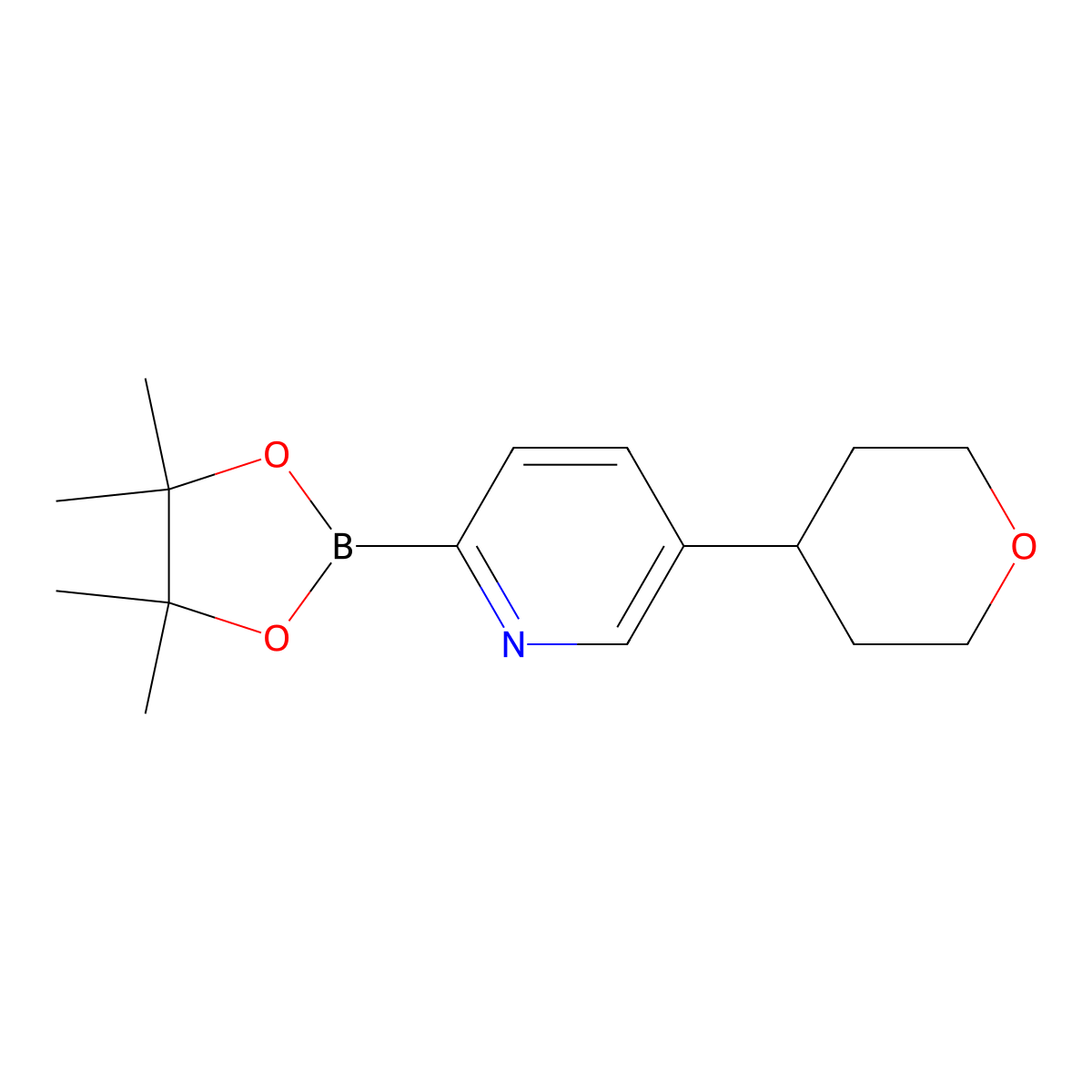 5-(Tetrahydropyran-4-yl)pyridine-2-boronic acid pinacol ester molecular structure, CAS 1402166-26-0