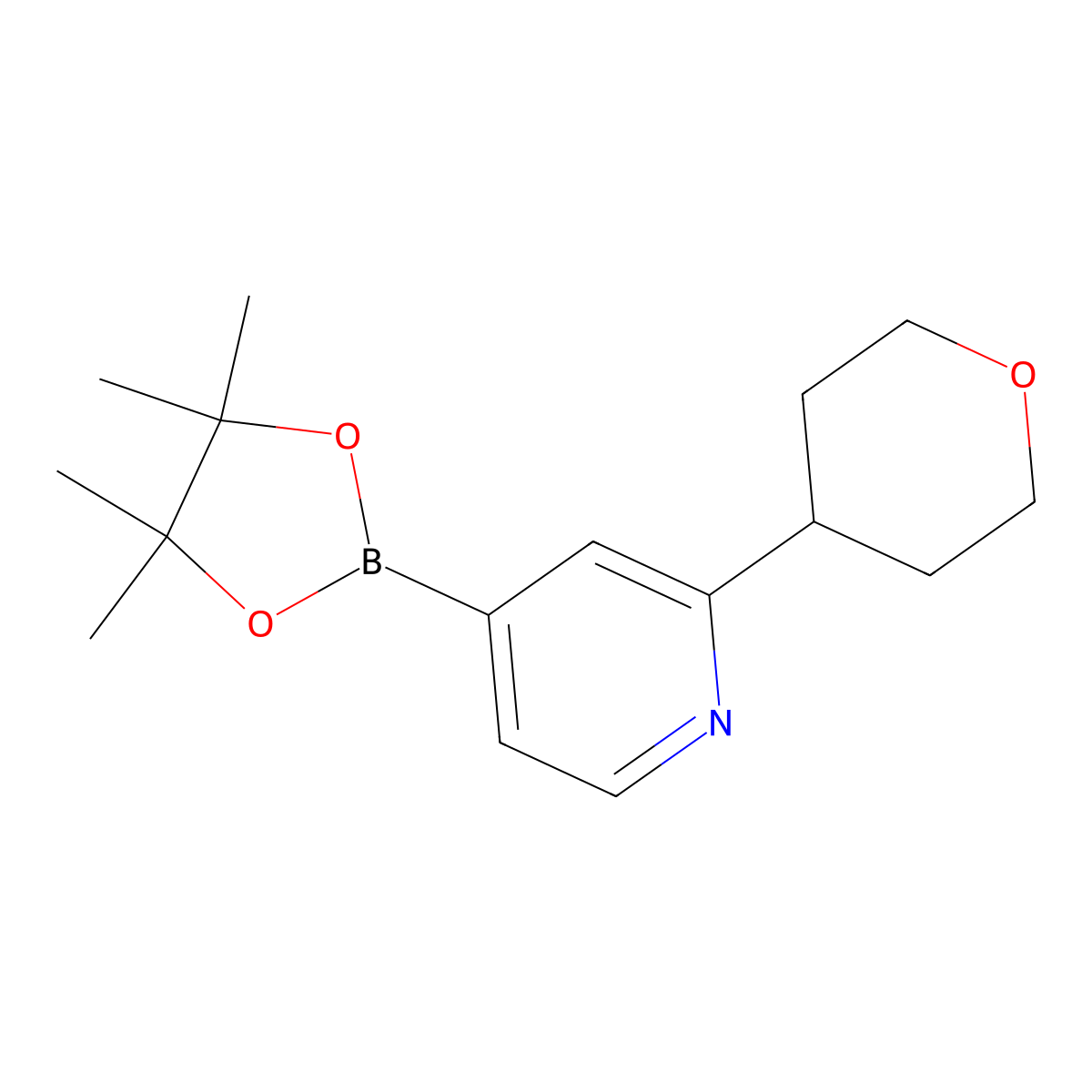 2-(Tetrahydropyran-4-yl)pyridine-4-boronic acid pinacol ester molecular structure, CAS 1402166-27-1