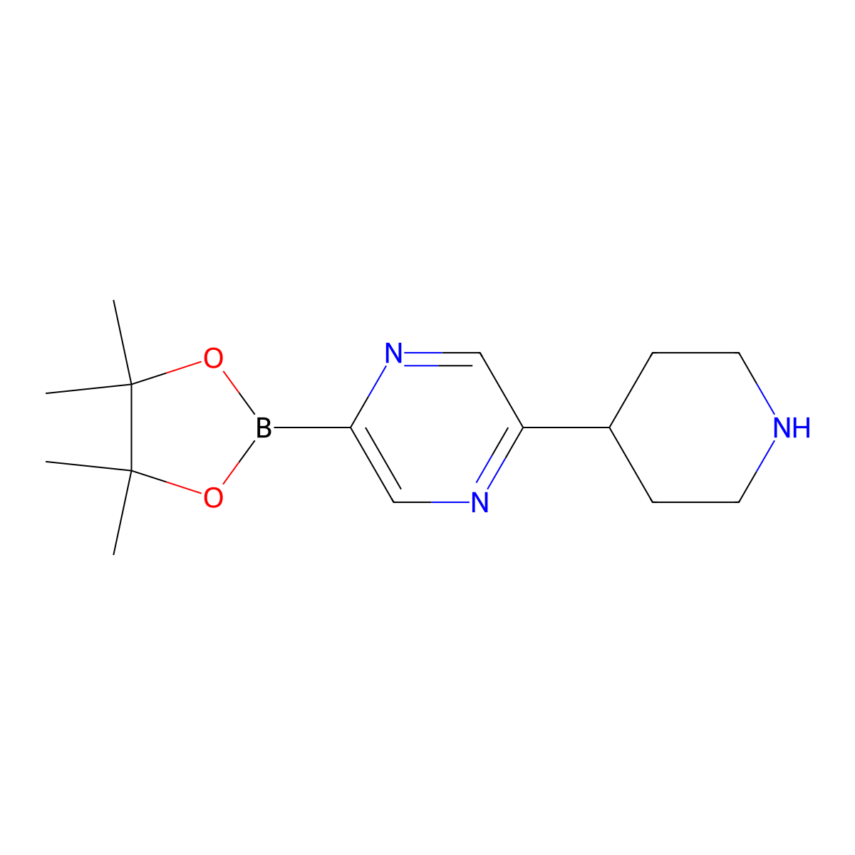 5-(Piperidin-4-yl)pyrazine-2-boronic acid pinacol ester molecular structure, CAS 1402166-31-7