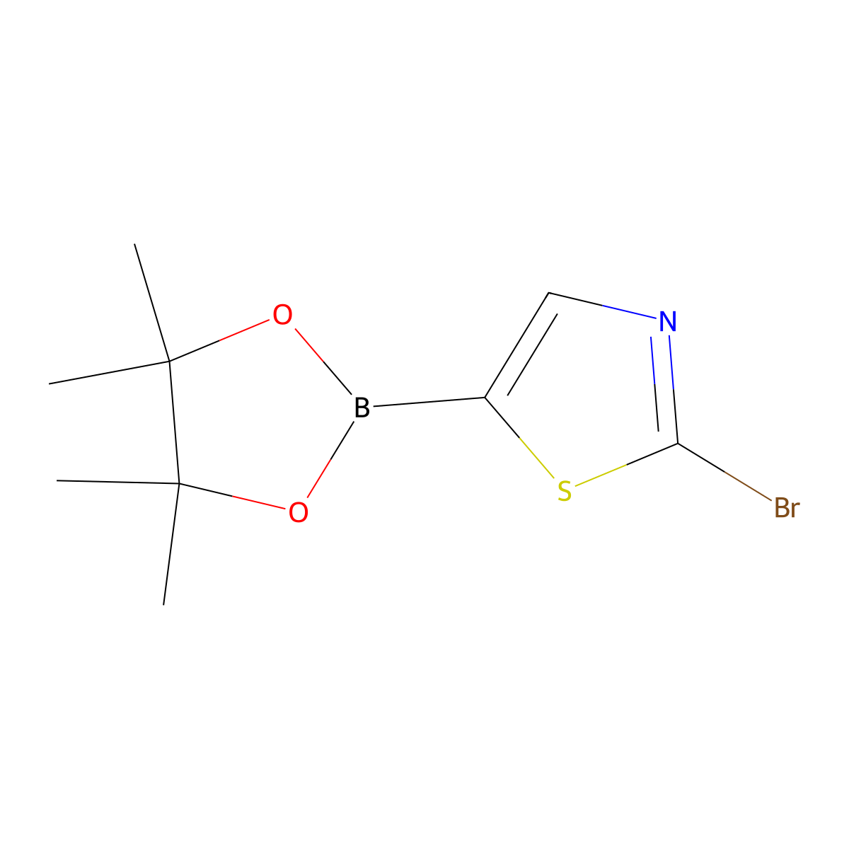 2-Bromo-5-(4,4,5,5-tetramethyl-1,3,2-dioxaborolan-2-yl)-1,3-thiazole molecular structure, CAS 1402166-32-8