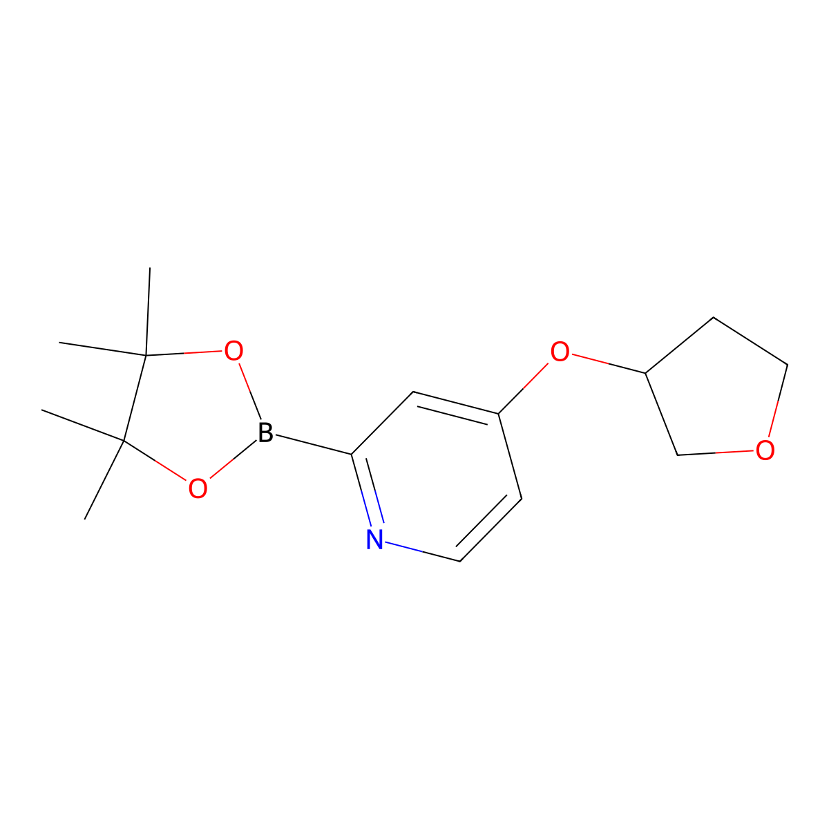 4-(Tetrahydrofuran-3-yloxy)pyridine-2-boronic acid pinacol ester molecular structure, CAS 1402166-40-8