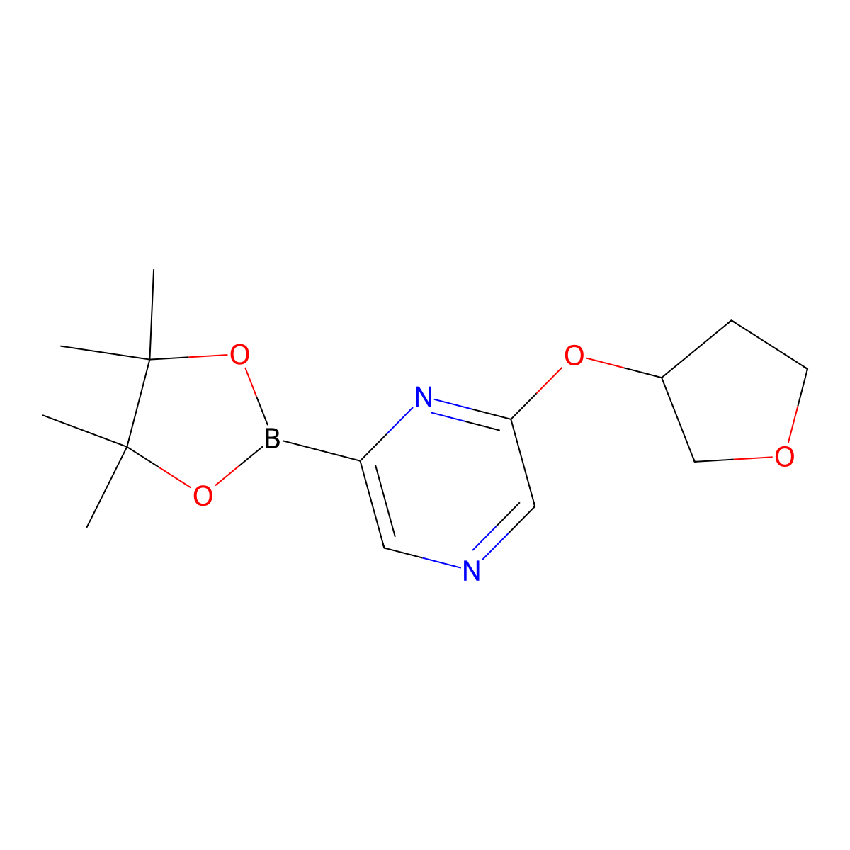 6-(Tetrahydrofuran-3-yloxy)pyrazine-2-boronic acid pinacol ester molecular structure, CAS 1402166-47-5