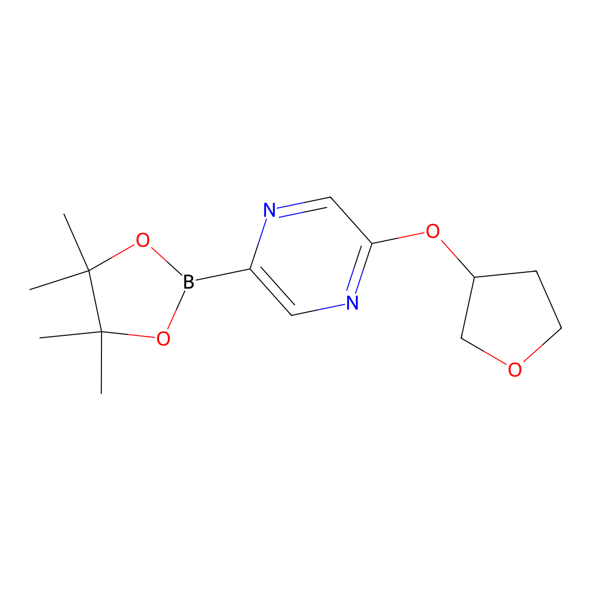 5-(Tetrahydrofuran-3-yloxy)pyrazine-2-boronic acid pinacol ester molecular structure, CAS 1402166-48-6