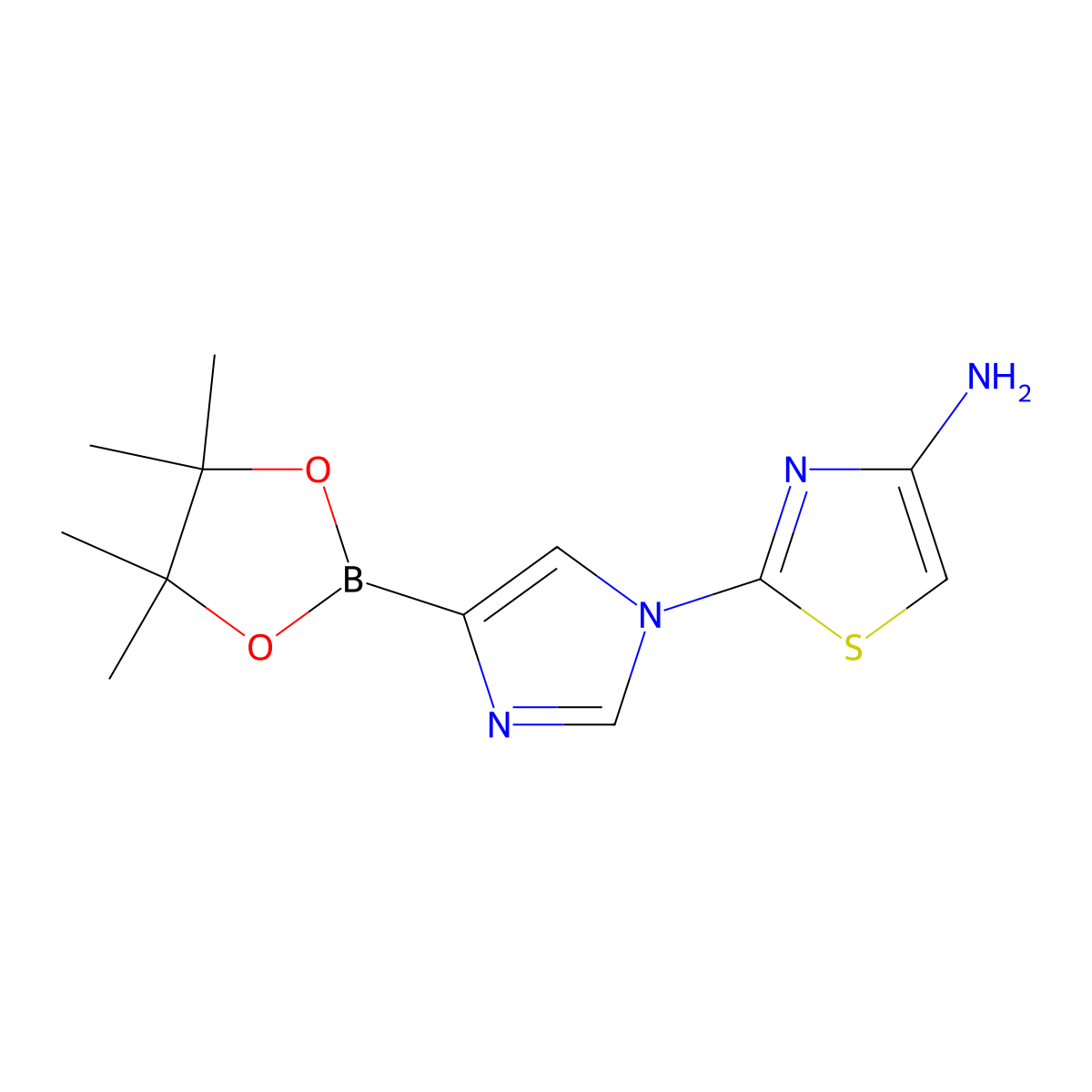 1-(4-Aminothiazol-2-yl)imidazole-4-boronic acid pinacol ester molecular structure, CAS 1402166-49-7