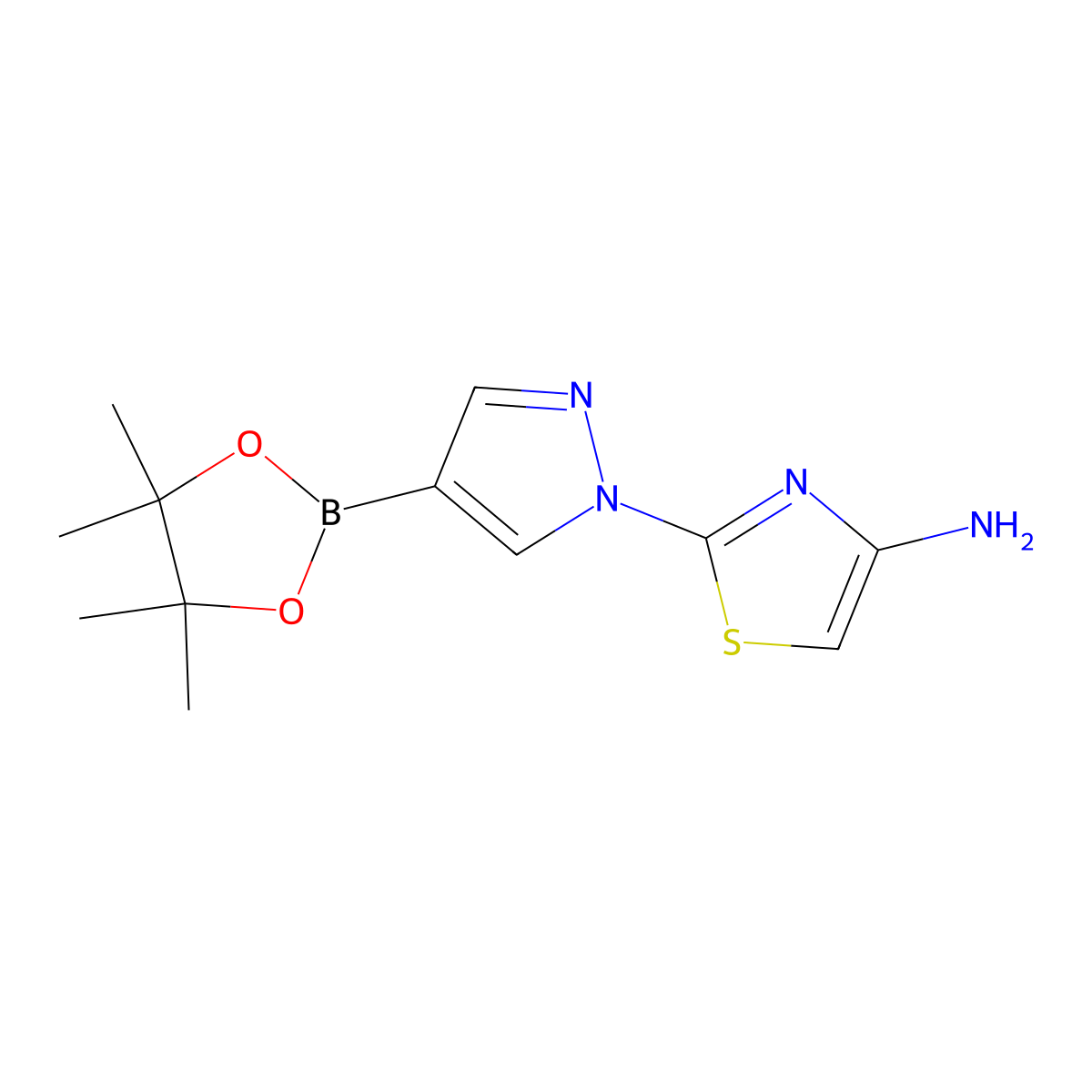 1-(4-Aminothiazol-2-yl)pyrazole-4-boronic acid pinacol ester molecular structure, CAS 1402166-50-0