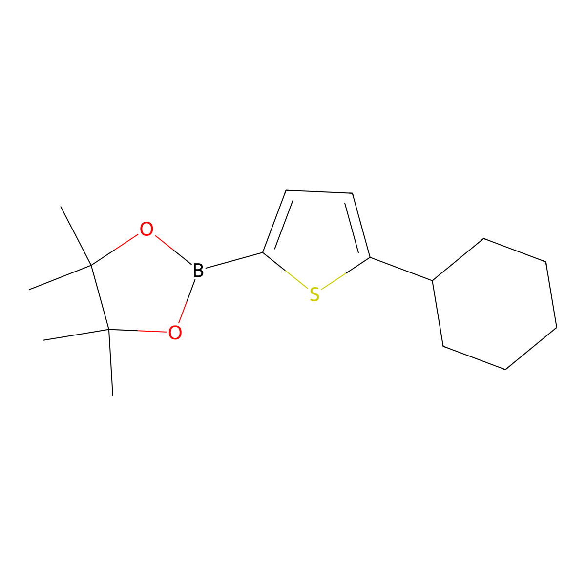 2-(5-Cyclohexylthiophen-2-yl)-4,4,5,5-tetramethyl-1,3,2-dioxaborolane molecular structure, CAS 1402166-55-5