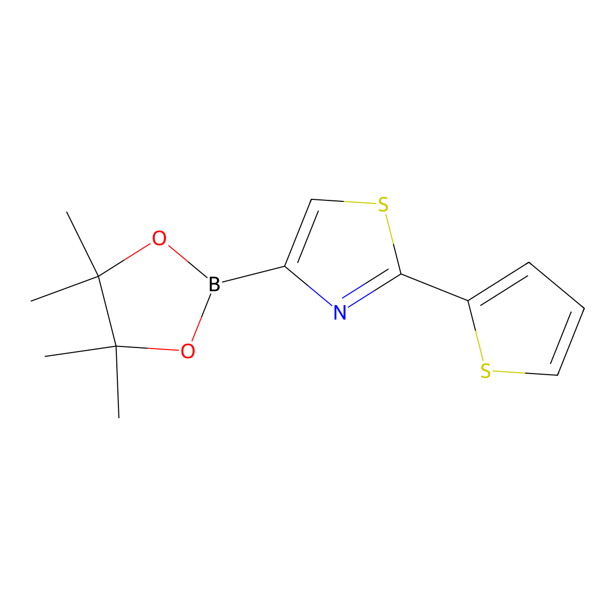 4-(4,4,5,5-Tetramethyl-1,3,2-dioxaborolan-2-yl)-2-(thiophen-2-yl)thiazole molecular structure, CAS 1402166-57-7