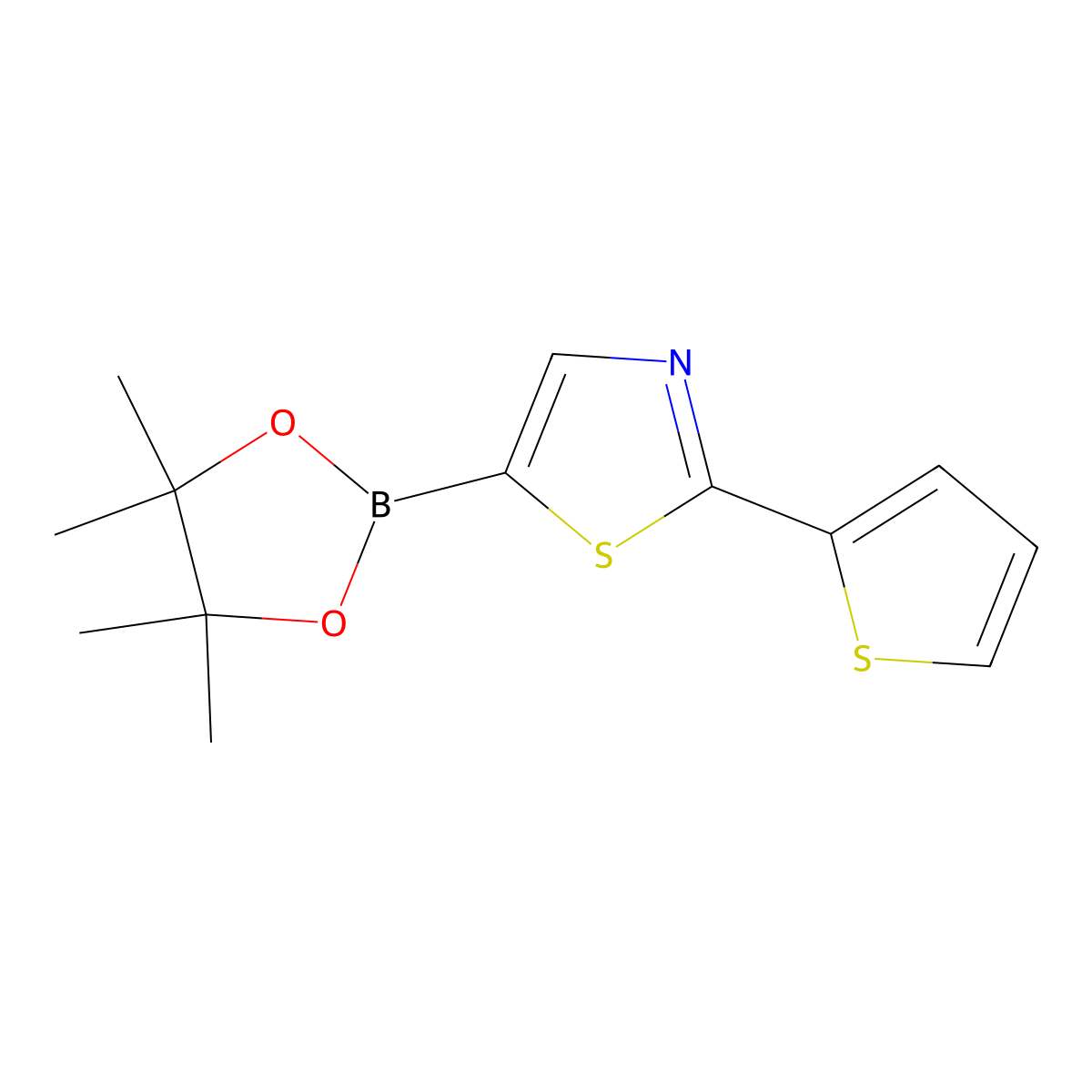 5-(4,4,5,5-Tetramethyl-1,3,2-dioxaborolan-2-yl)-2-(thiophen-2-yl)thiazole molecular structure, CAS 1402166-59-9