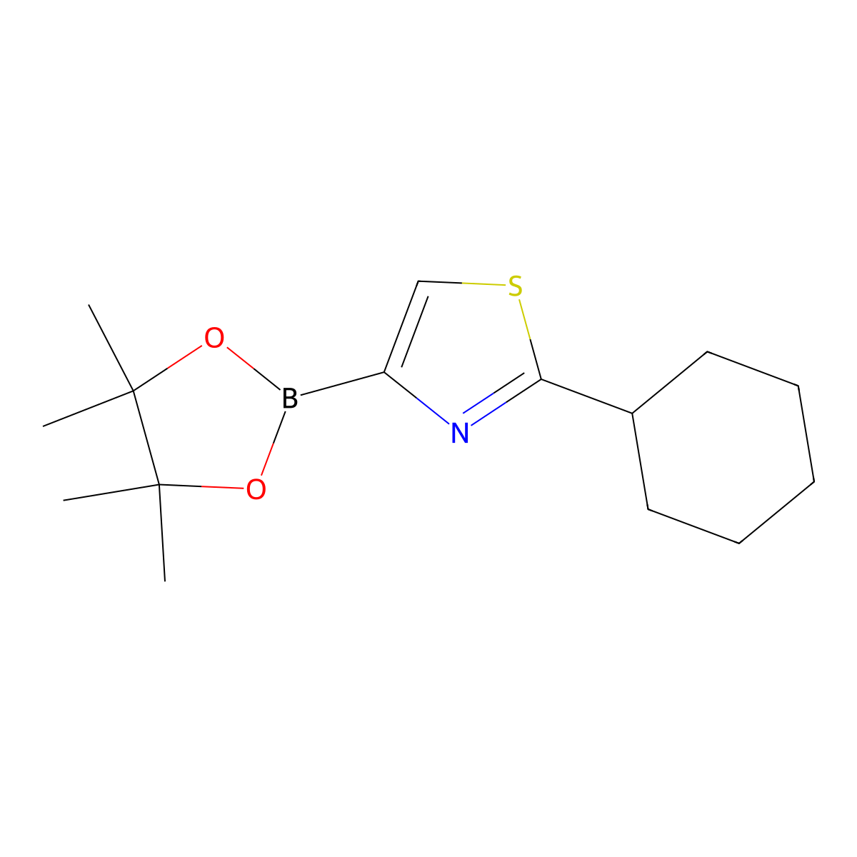 2-(Cyclohexyl)thiazole-4-boronic acid pinacol ester molecular structure, CAS 1402166-61-3