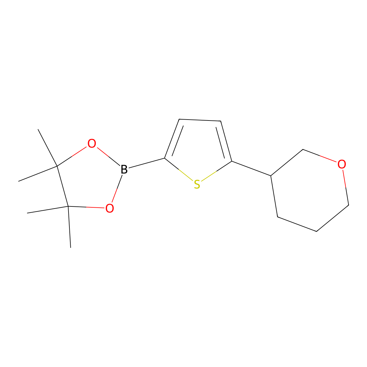 5-(Tetrahydropyran-3-yl)thiophene-2-boronic acid pinacol ester molecular structure, CAS 1402166-64-6