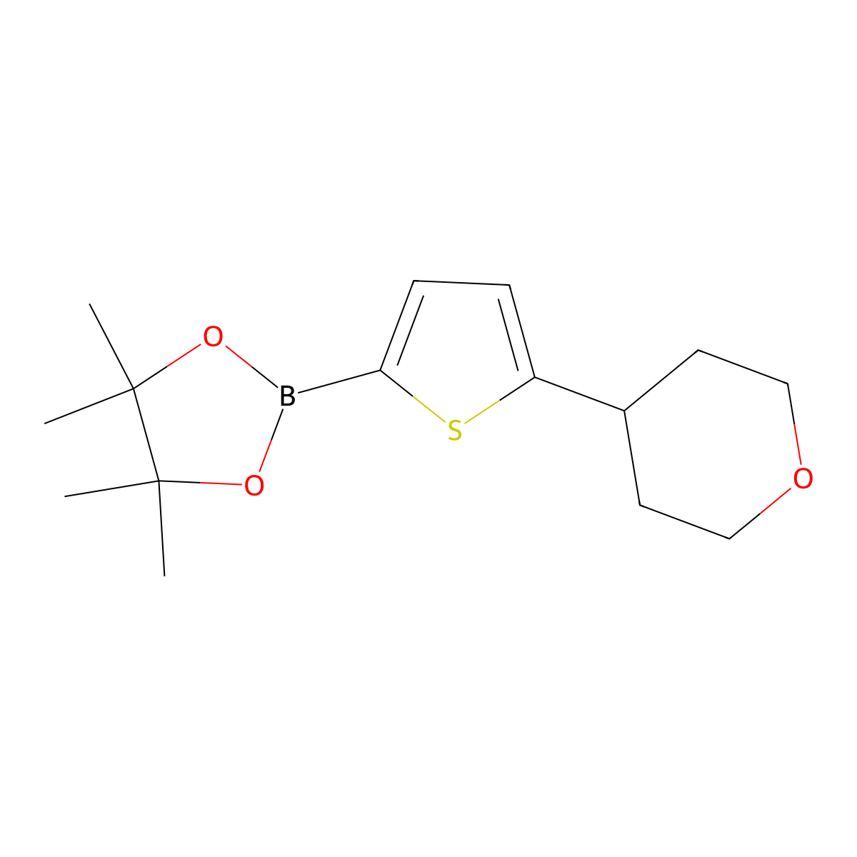 5-(Tetrahydropyran-4-yl)thiophene-2-boronic acid pinacol ester molecular structure, CAS 1402166-65-7