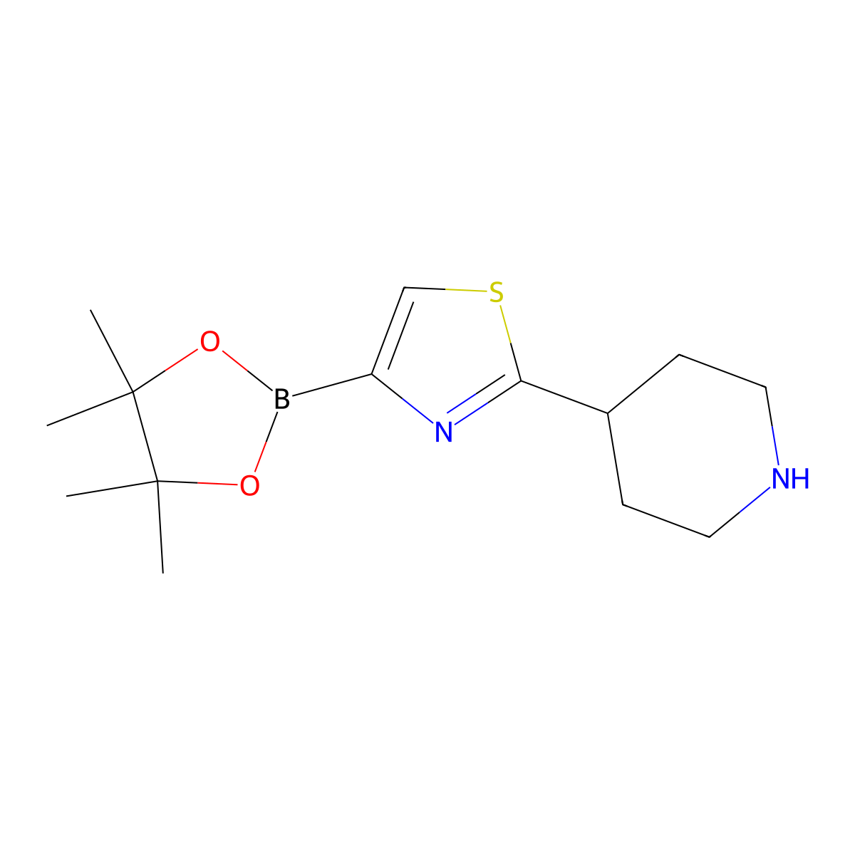 2-(Piperidin-4-yl)thiazole-4-boronic acid pinacol ester molecular structure, CAS 1402166-67-9