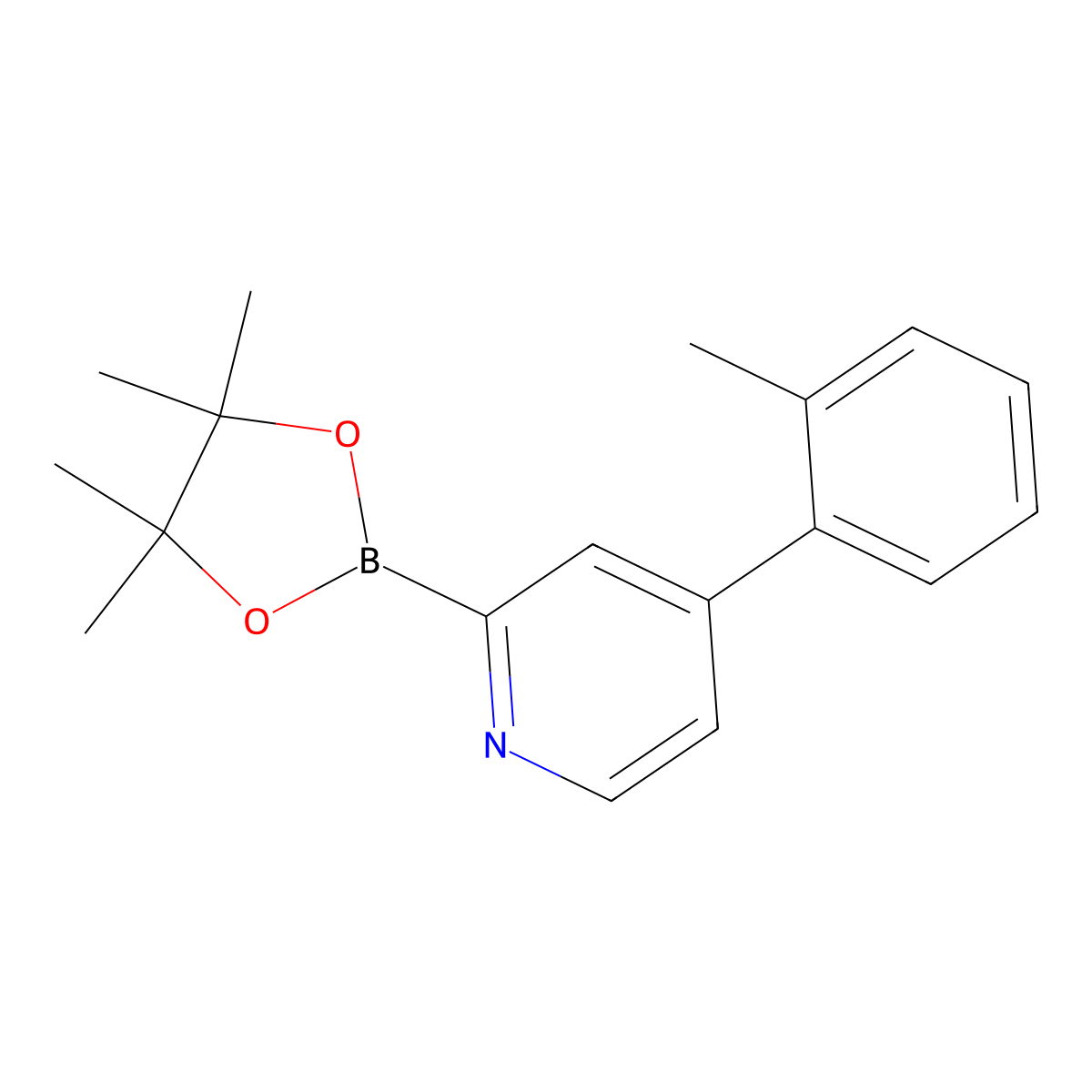 4-(2-Tolyl)pyridine-2-boronic acid pinacol ester molecular structure, CAS 1402166-77-1