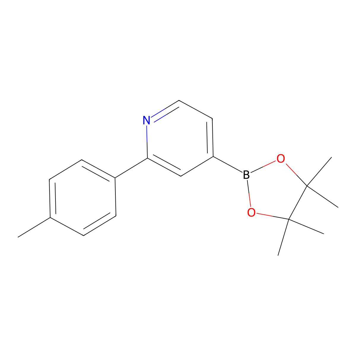 4-(4,4,5,5-Tetramethyl-1,3,2-dioxaborolan-2-yl)-2-(p-tolyl)pyridine molecular structure, CAS 1402172-12-6