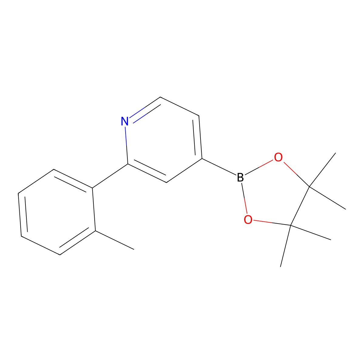4-(4,4,5,5-Tetramethyl-1,3,2-dioxaborolan-2-yl)-2-(o-tolyl)pyridine molecular structure, CAS 1402172-14-8