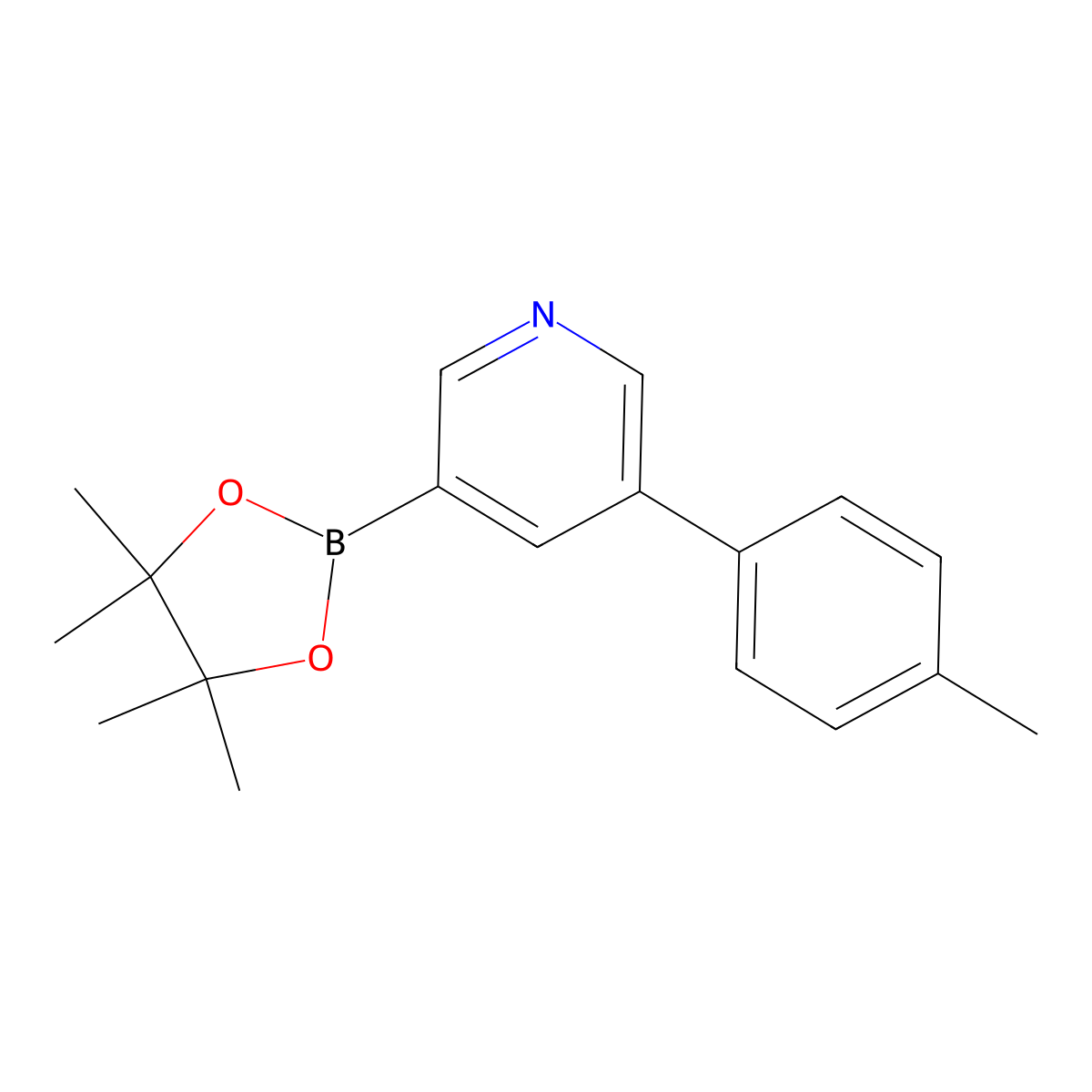 5-(4-Tolyl)pyridine-3-boronic acid pinacol ester molecular structure, CAS 1402172-15-9
