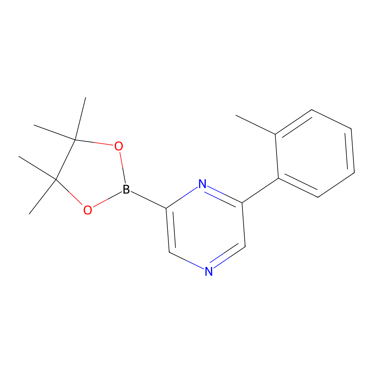 6-(2-Tolyl)pyrazine-2-boronic acid pinacol ester molecular structure, CAS 1402172-32-0