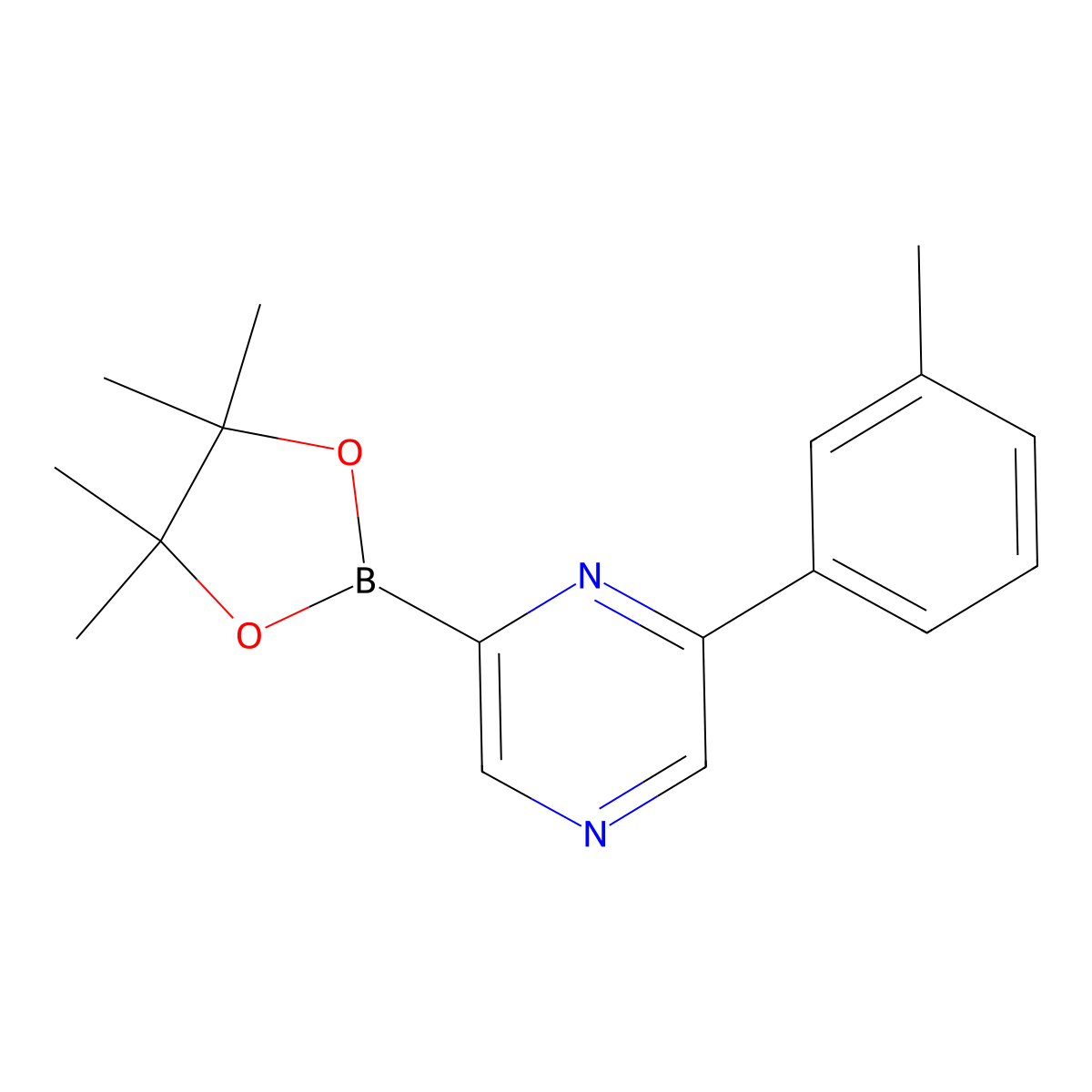 6-(3-Tolyl)pyrazine-2-boronic acid pinacol ester molecular structure, CAS 1402172-33-1