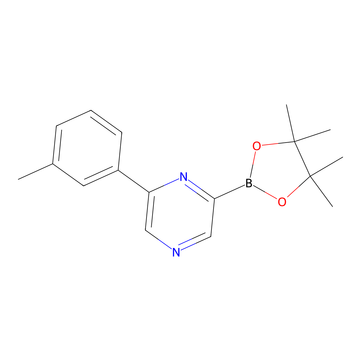 6-(3-Tolyl)pyrazine-2-boronic acid pinacol ester molecular structure, CAS 1402172-33-1