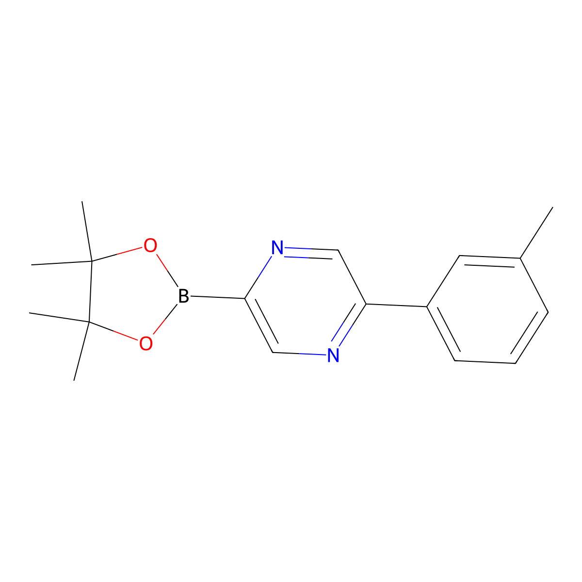 5-(3-Tolyl)pyrazine-2-boronic acid pinacol ester molecular structure, CAS 1402172-35-3