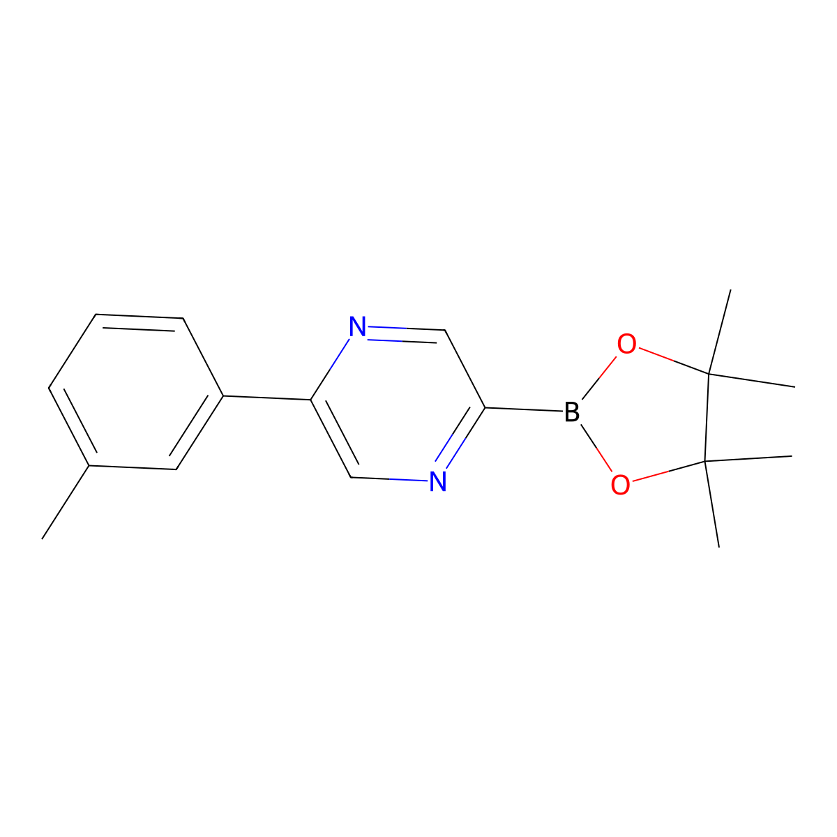 5-(3-Tolyl)pyrazine-2-boronic acid pinacol ester molecular structure, CAS 1402172-35-3