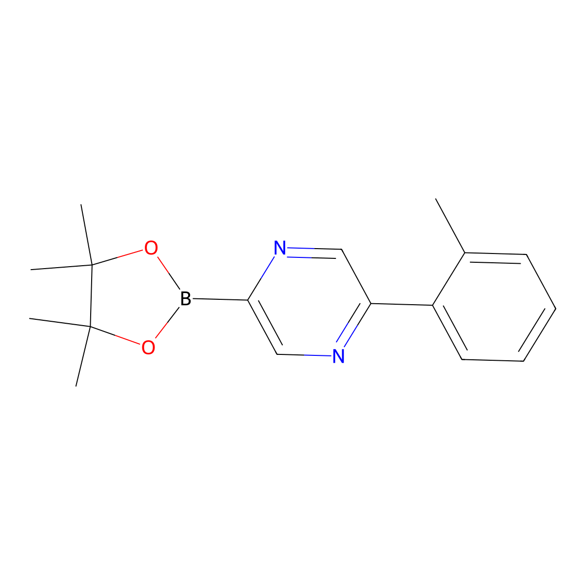 5-(2-Tolyl)pyrazine-2-boronic acid pinacol ester molecular structure, CAS 1402172-36-4