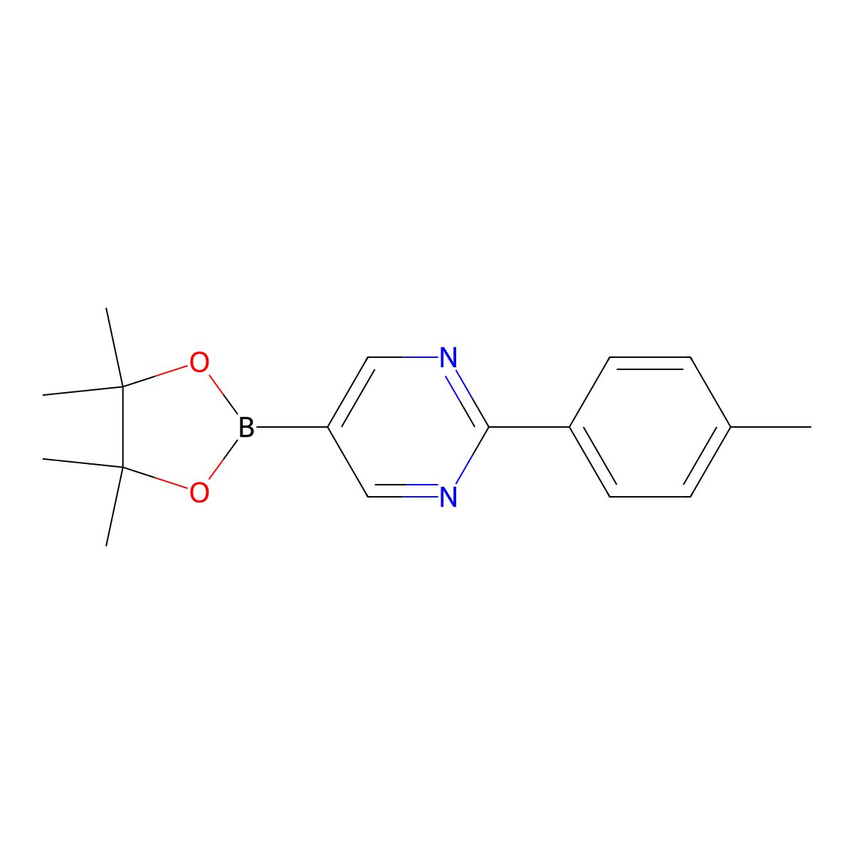 2-(4-Tolyl)pyrimidine-5-boronic acid pinacol ester molecular structure, CAS 1402172-42-2