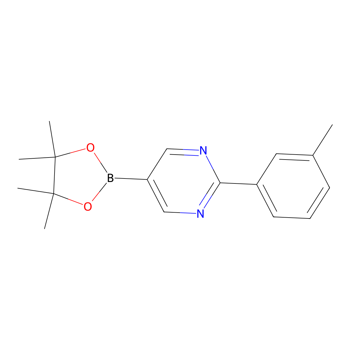 2-(3-Tolyl)pyrimidine-5-boronic acid pinacol ester molecular structure, CAS 1402172-44-4