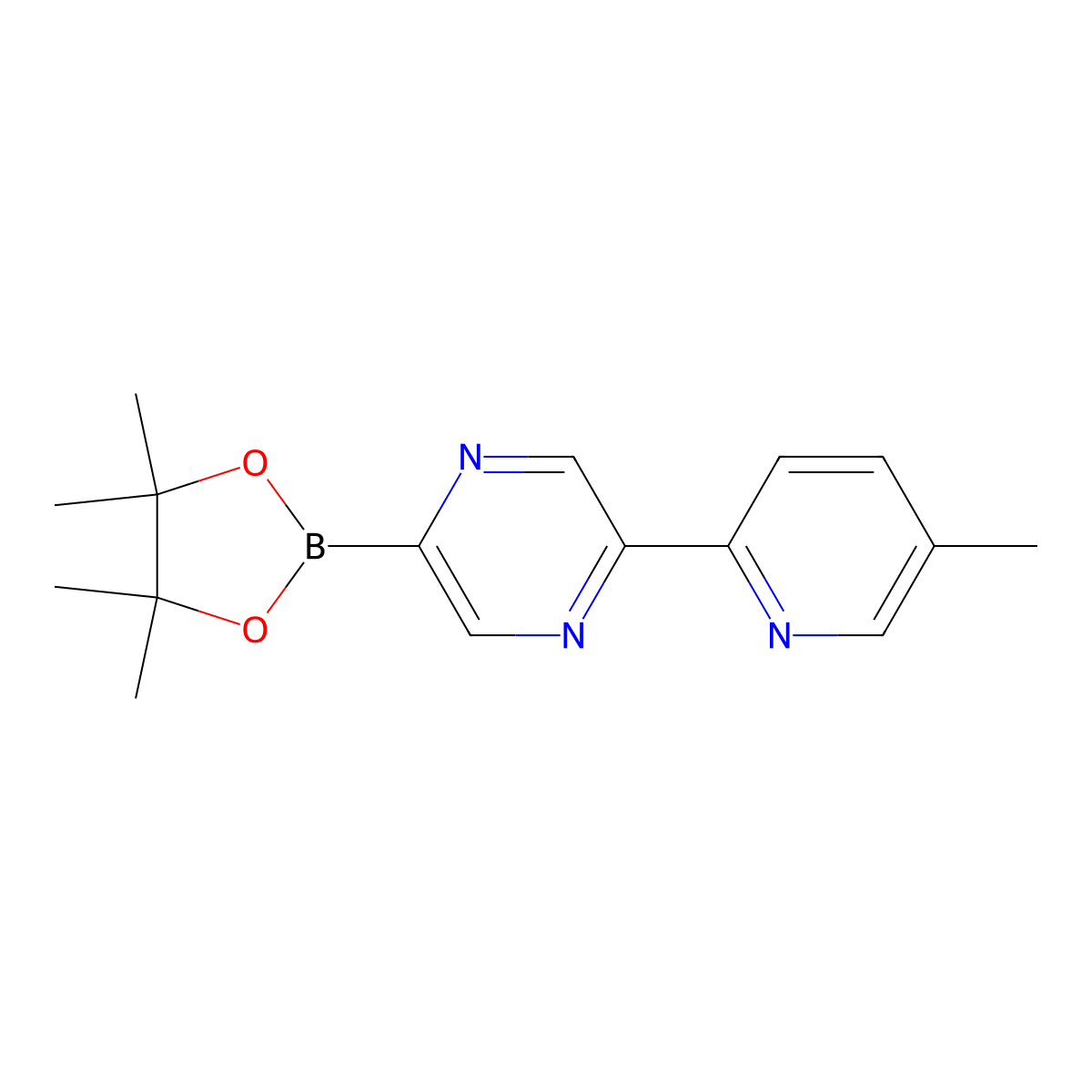 5-(5-Methyl-2-pyridyl)pyrazine-2-boronic acid pinacol ester molecular structure, CAS 1402172-50-2