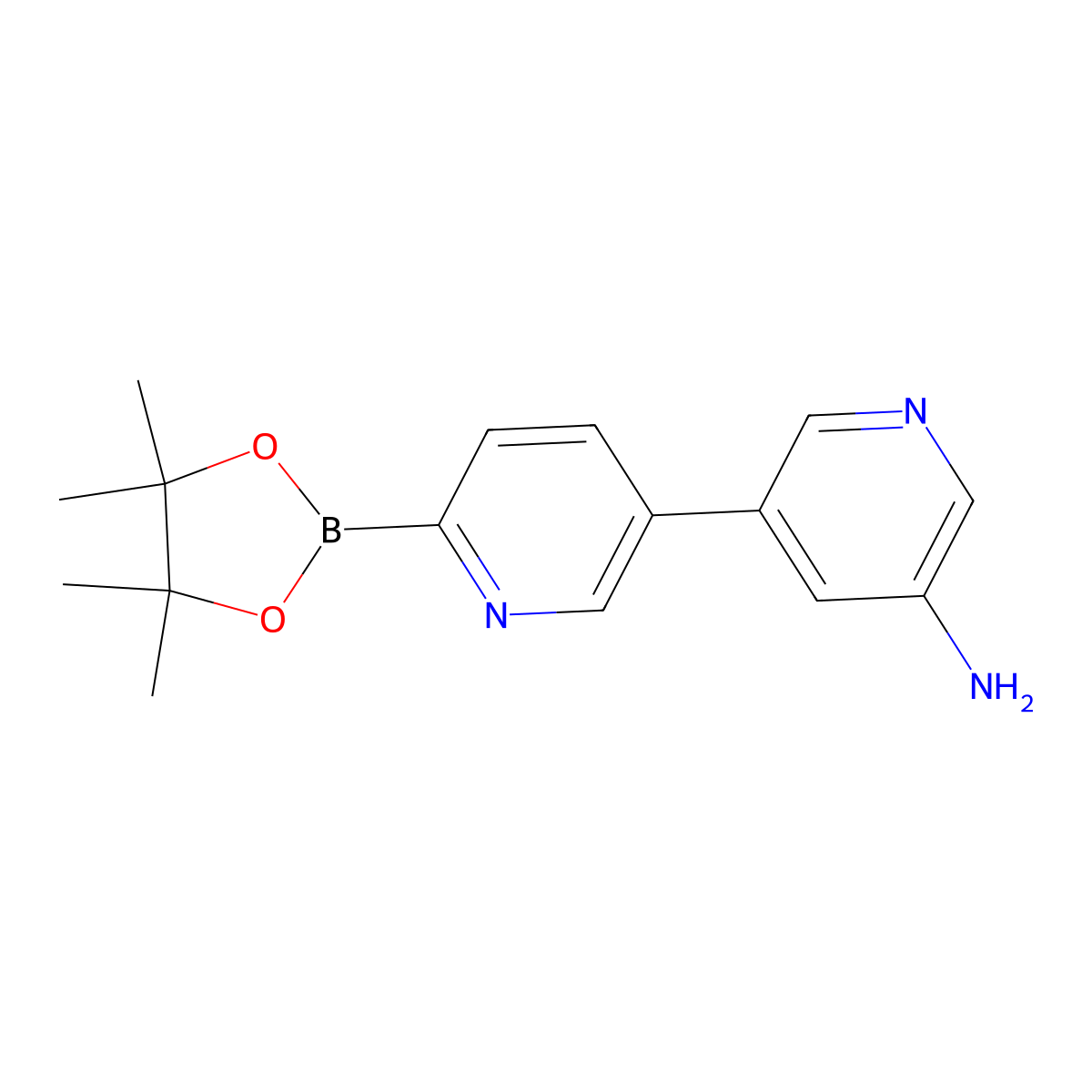 5-(5-Amino-3-pyridyl)pyridine-2-boronic acid pinacol ester molecular structure, CAS 1402172-51-3